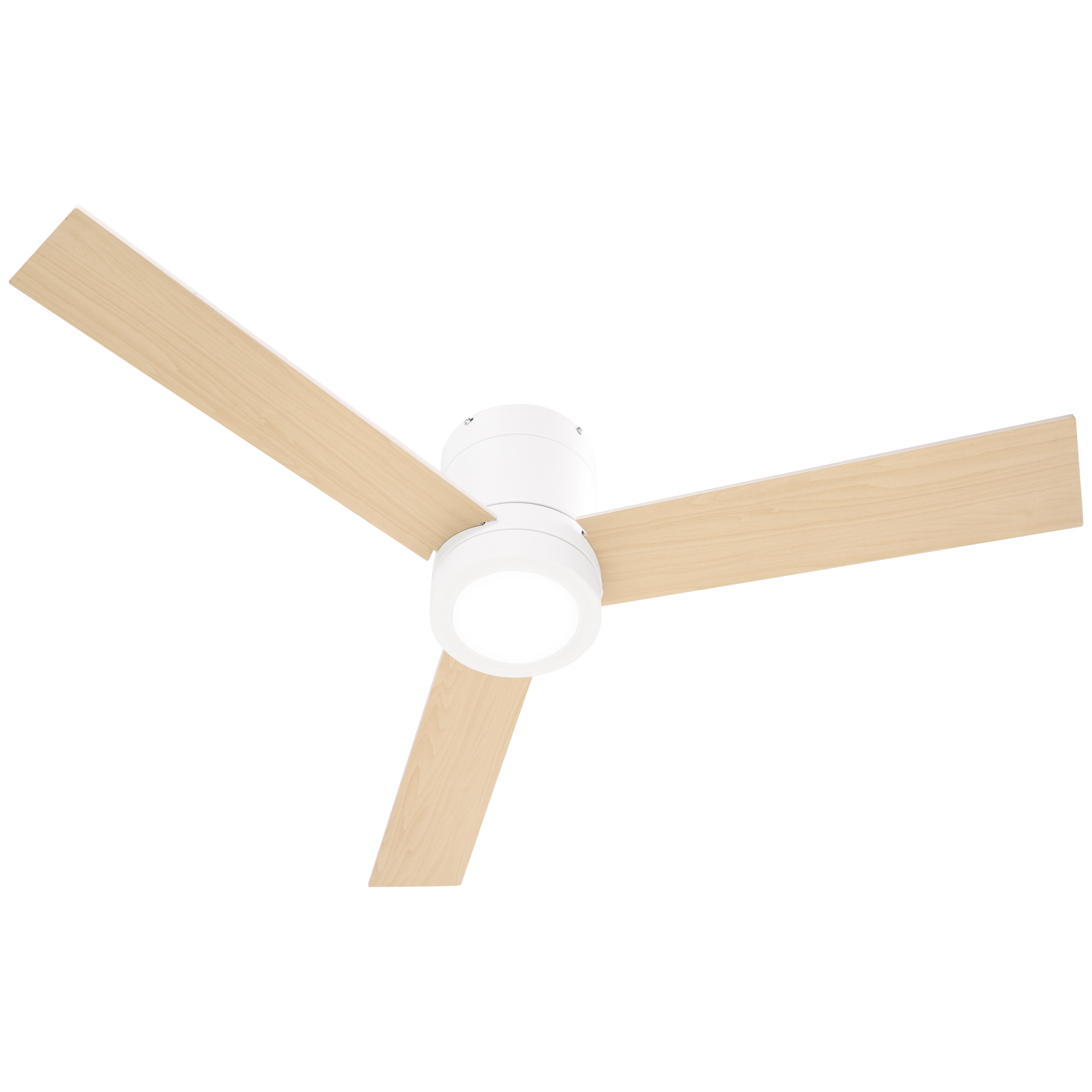 Deckenventilator mit LED-Licht, 2-in-1 Design, mit Timer, Fernbedienung, Deckenlampe mit Ventilator, Weiß+Naturholz