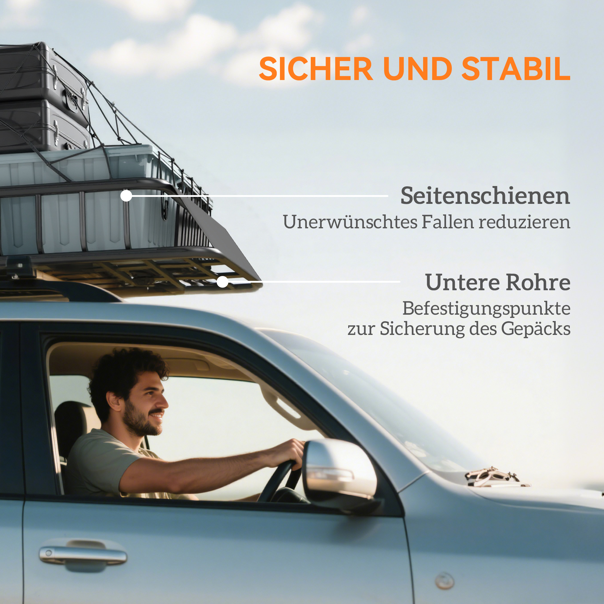 Dachgepäckträger für Autos, Autodach-Korb, 90,7 kg Tragkraft, Dachträger mit Windabweiser, Stahlrohre, Schwarz