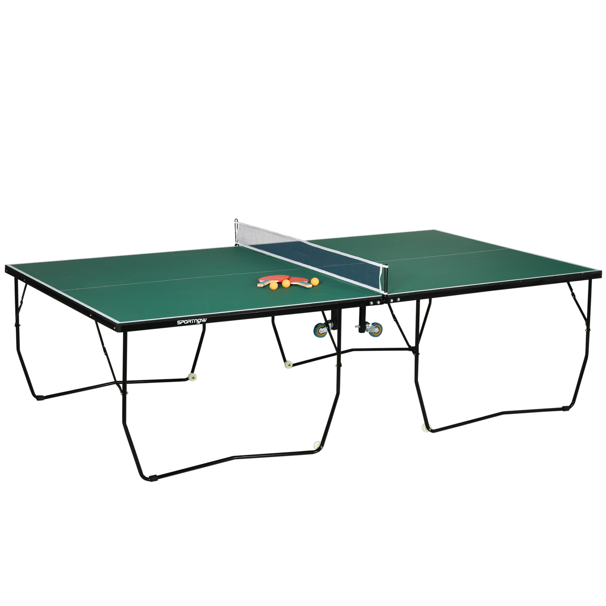 Tischtennisplatte Tischtennis-Set, klappbar, 8 Rollen, inkl. Schläger u. Bälle, 274 cm x 152.5 cm x 76 cm, Grün