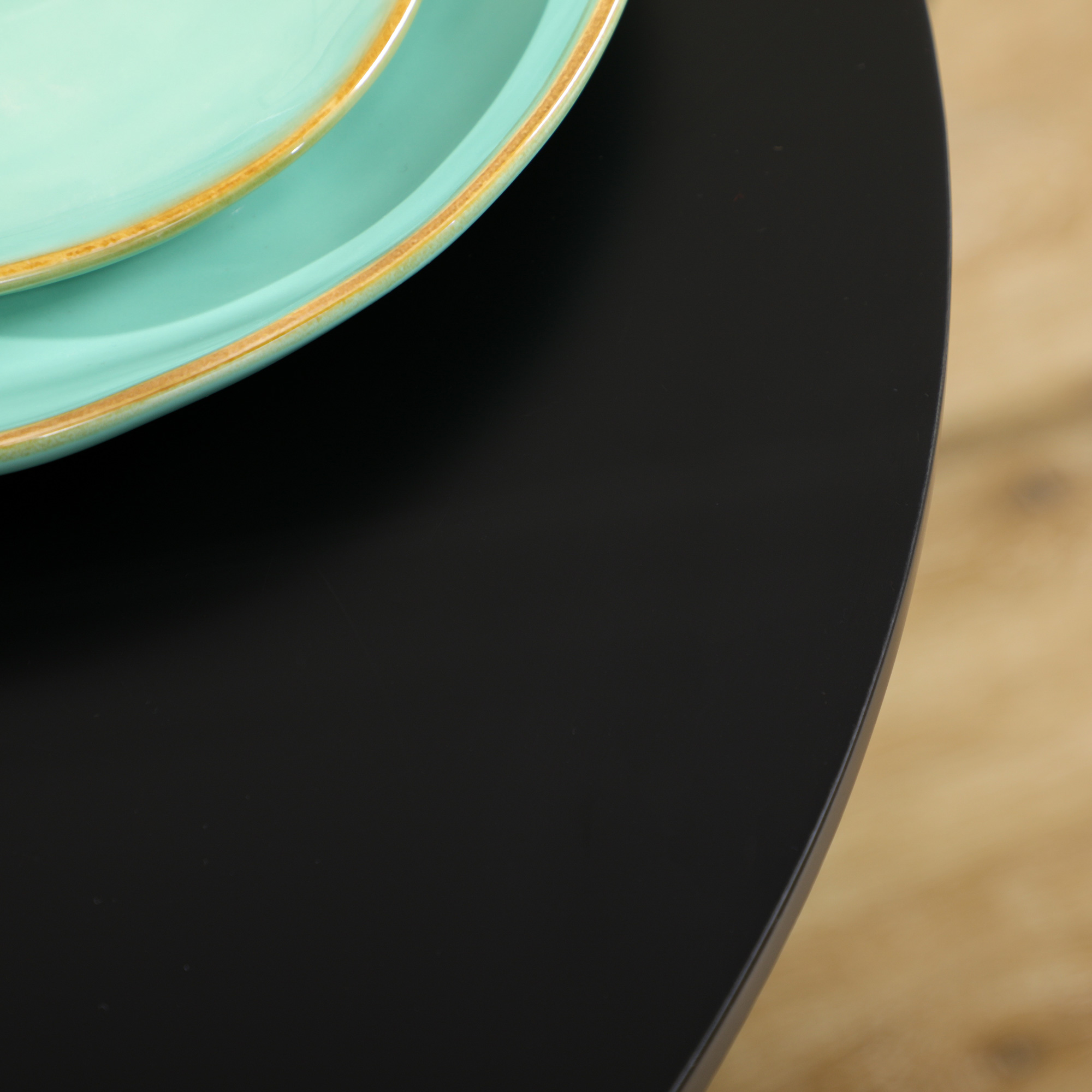 Esstisch für 2 Personen, runde Tischplatte, Stahlfuß, schwarz, 70 x 70 x 75 cm