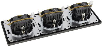 MILOS Set 3 Steckdosen + 3-fach Rahmen, 250V~/ 16A, Steckanschluss, Anthrazit
