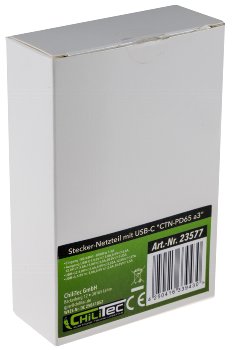 Stecker-Netzteil mit USB-C "CTN-PD65 a3", In 100-240V~, Out 5,0V/9,0V/12,0V=, 65W
