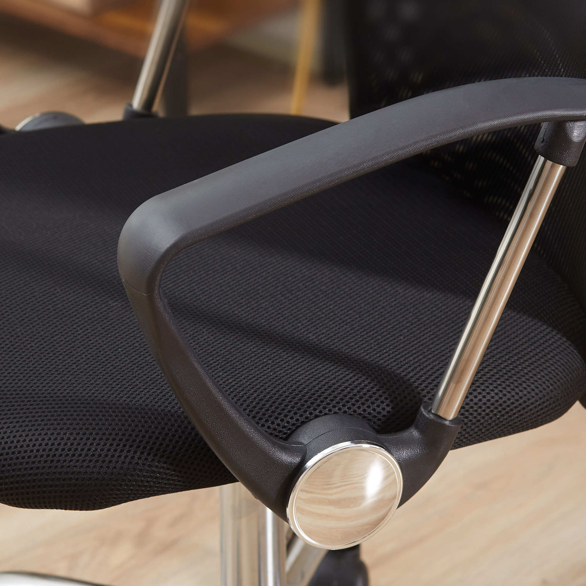 Ergonomischer Bürostuhl, Gaming Stuhl, Drehstuhl mit Wippenfunktion, höhenverstellbarer Schreibtischstuhl, Schaumstoff, Netz, Schwarz,  63 x 65 x 109-119 cm