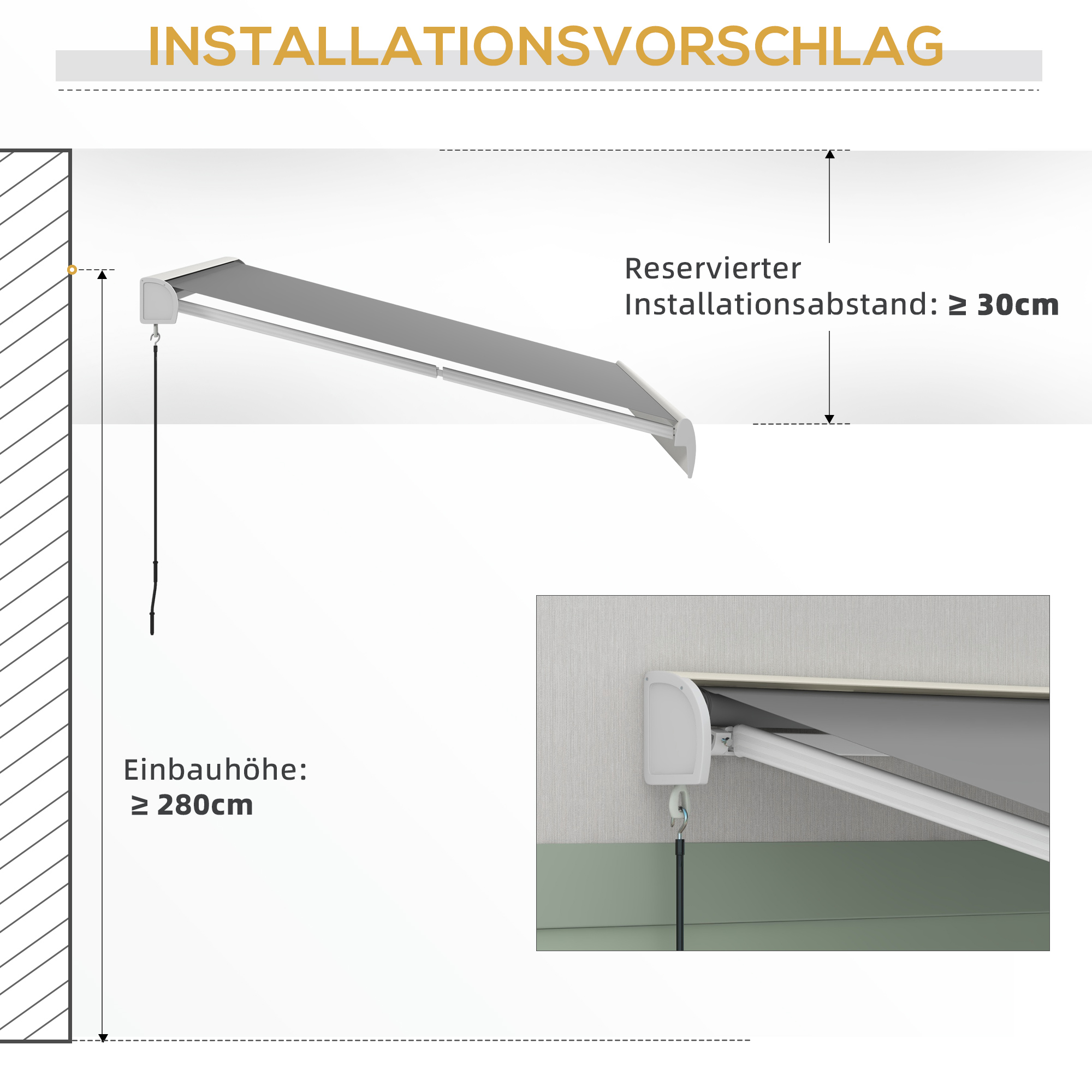 Markise, elektrisch/manuell ausfahrbar, Vollkassette, Fernbedienung, Aluminiumrahmen, 4 x 3 m, Hellgrau