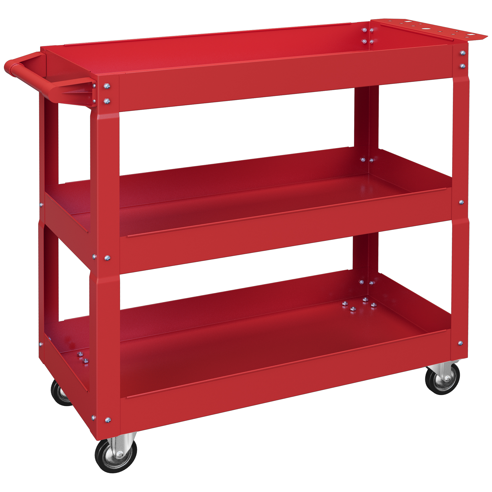 3-stufiger Werkzeugwagen, 4 Rollen, Stahl, 83B x 35,3T x 76H cm, Rot 3-stufiger Werkzeugwagen, 4 Rollen, Stahl, 83B x 35,3T x 76H cm, Rot
