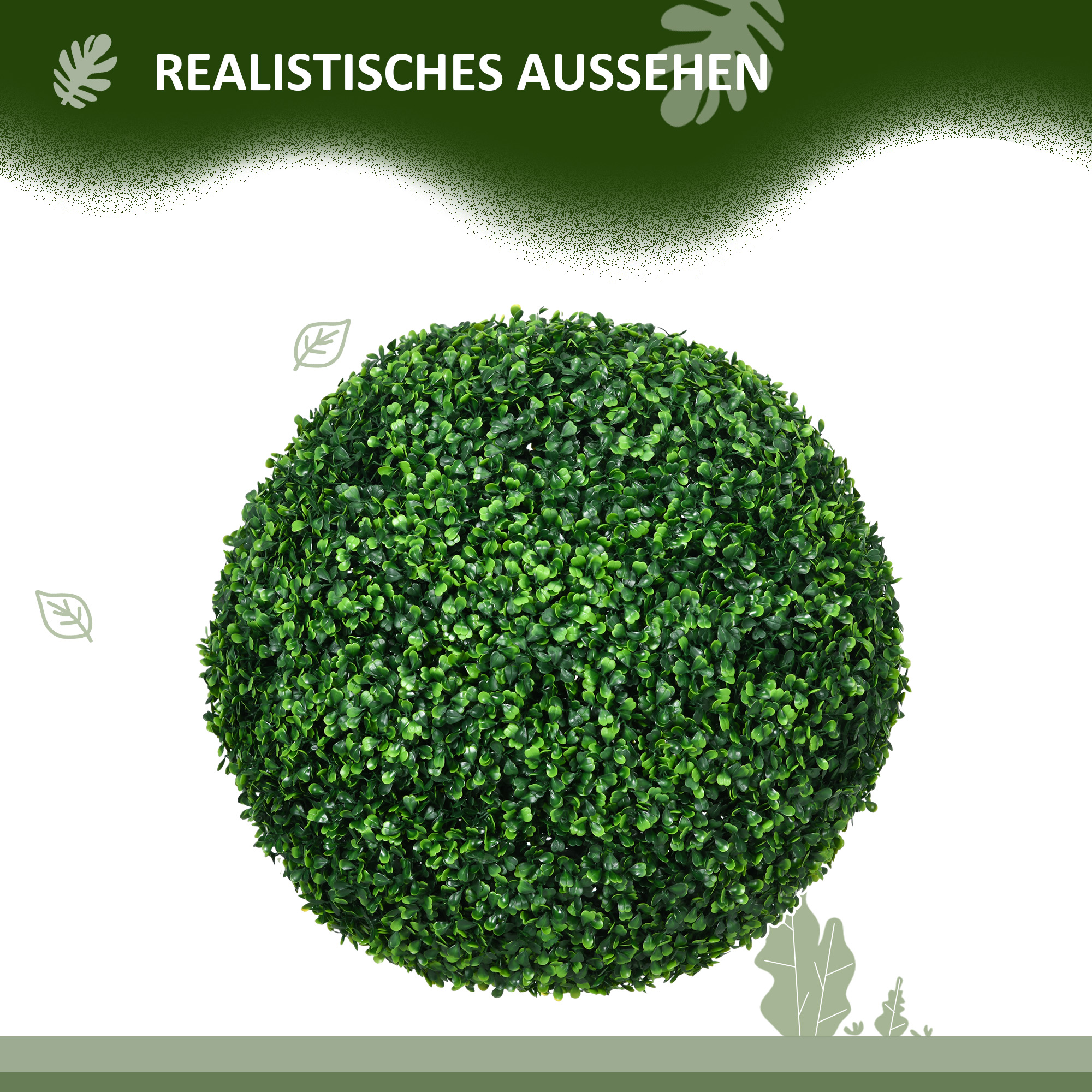 2er-Set Buchsbaumkugel, Künstliche Pflanzen, Zimmerpflanze mit UV-Schutz, Deko-Pflanze, für Indoor, Outdoor, Grün