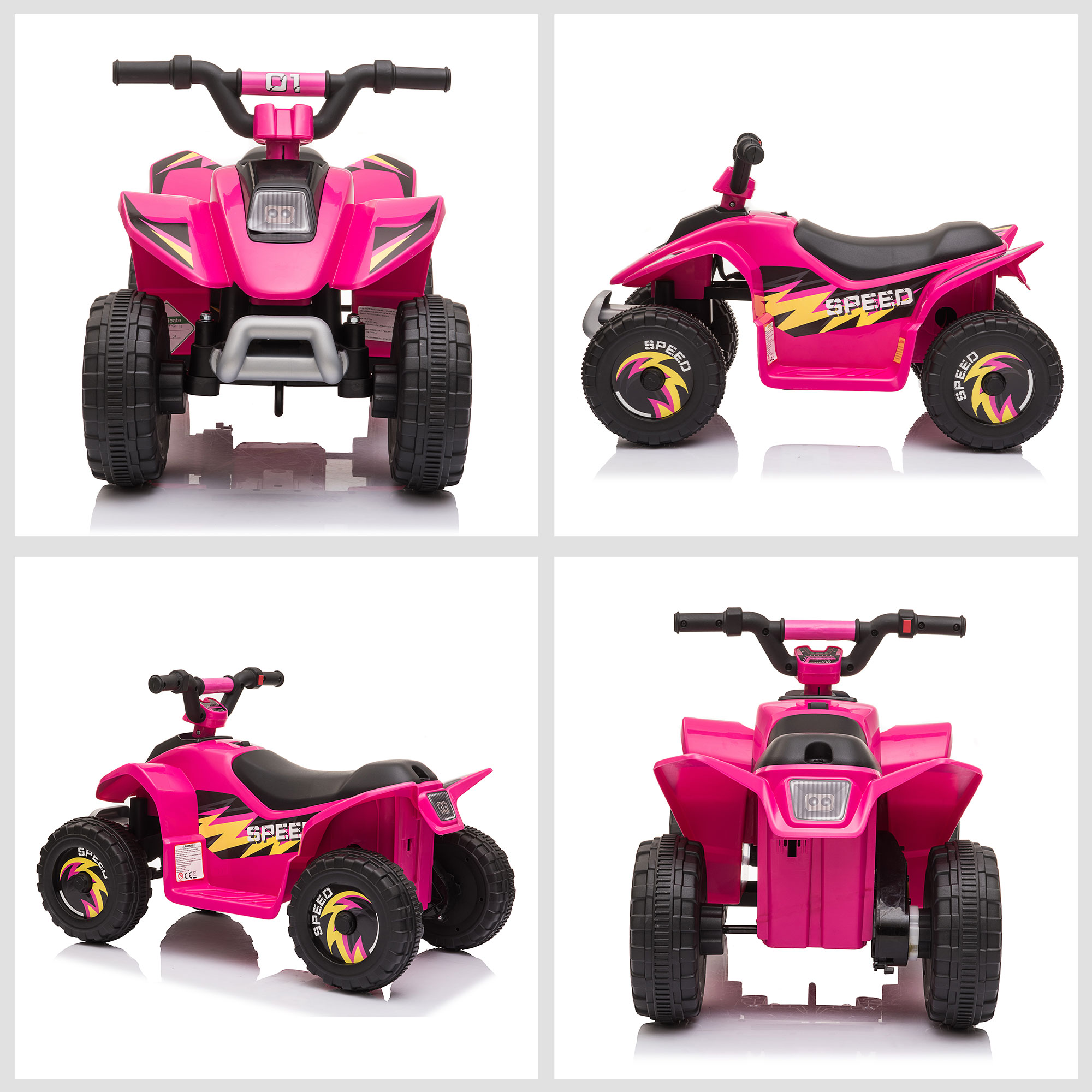 Kinder Quad Elektro 6V Kinderquad mit Vorwärts-, Rückwärtsfunktion für Kinder 1,5-3 Jahre bis 20 kg Rosa