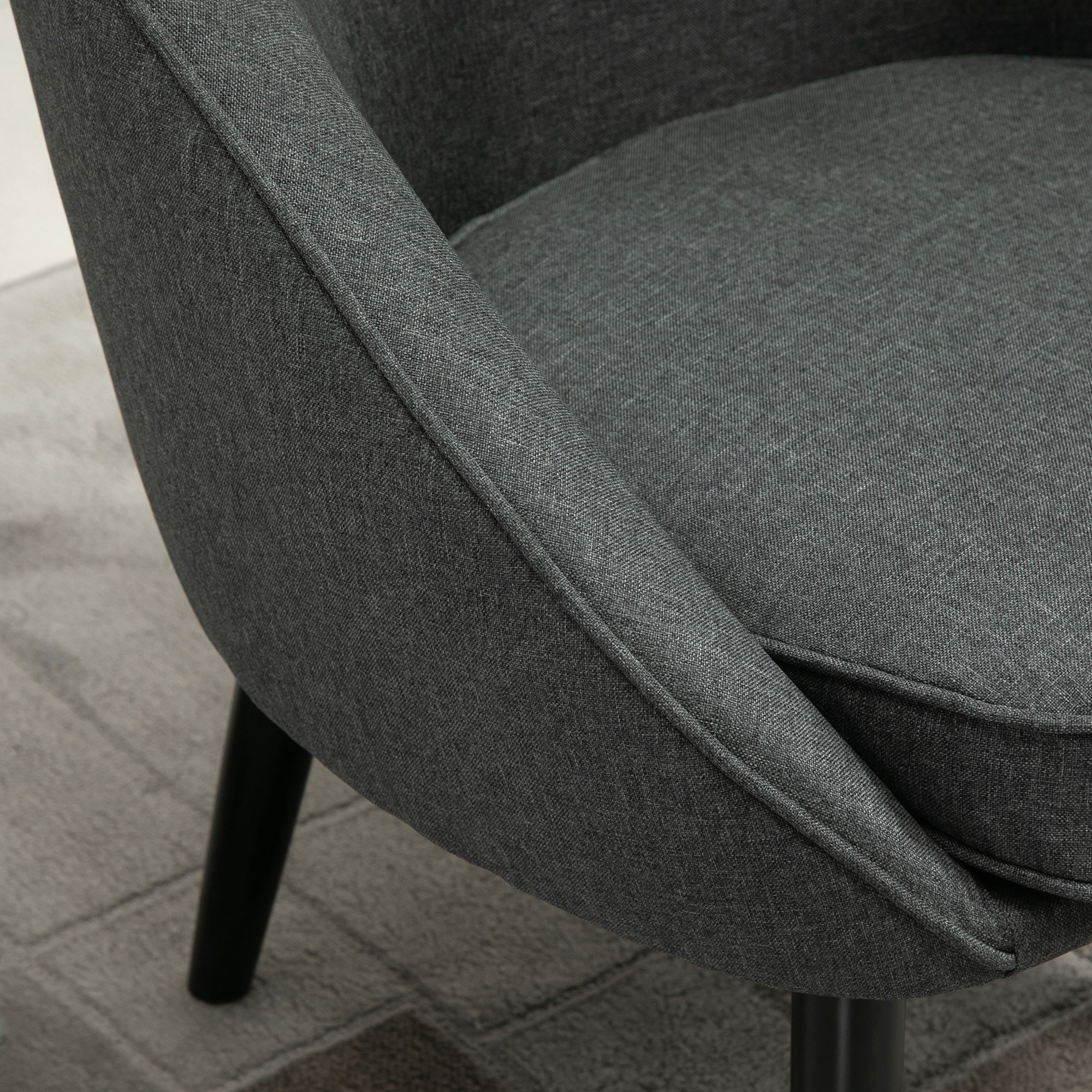 Loungesessel Cocktailsessel bis 150 kg, Leinen-Optik Holz Grau 71 x 65 x 75 cm