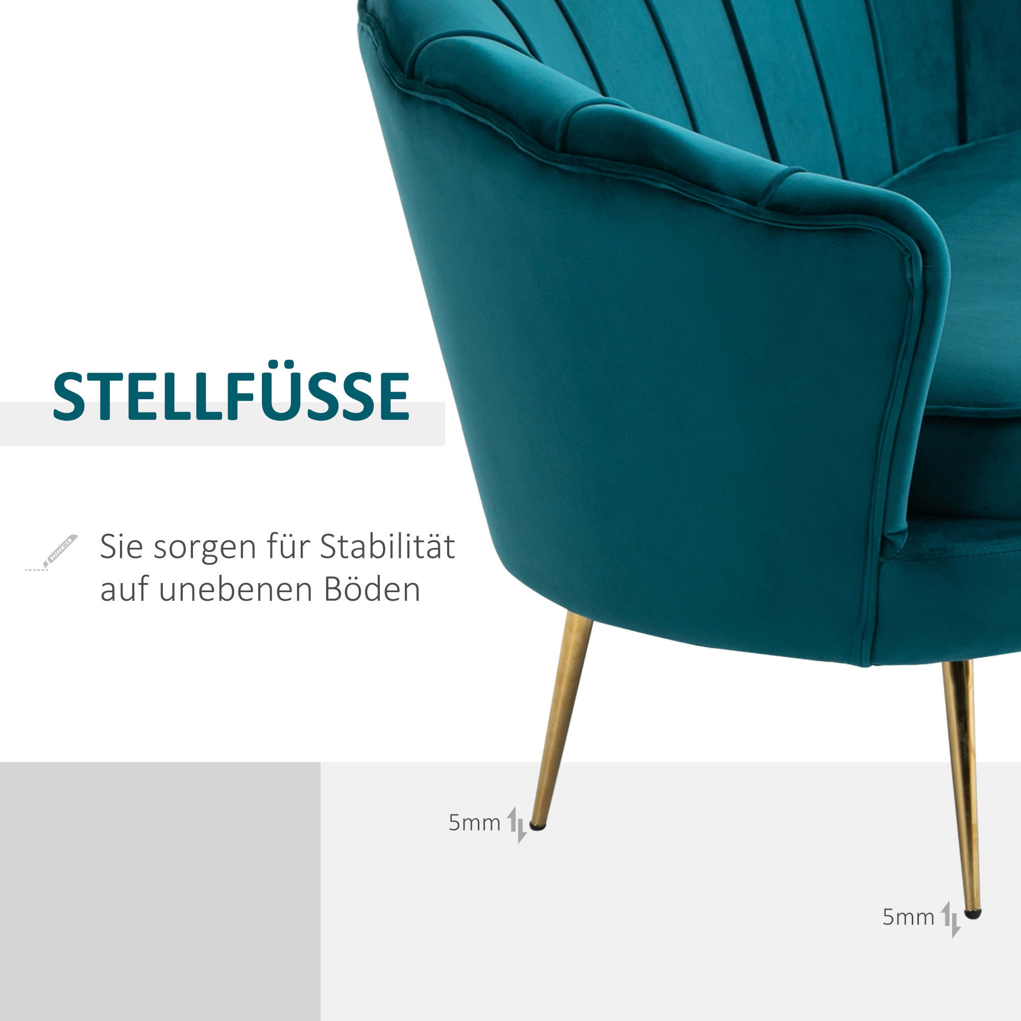 2-Sitzer-Sofa, Couch, Polstersofa, Samtoptik, Doppelsofa, bis 150 kg belastbar, 130 x 77 x 77 cm, Dunkelgrün