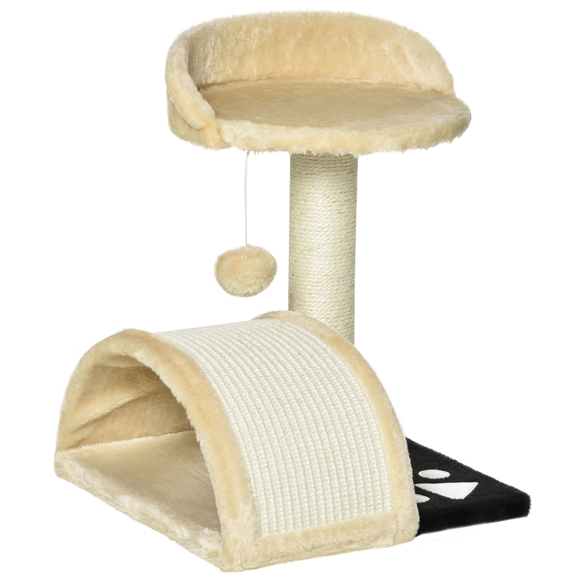 Kratzbaum Katzenbaum mit Spielbällen Katzenkratzbaum Sisalseil-Kratzstangen Beige 35,5 x 37 x 46 cm