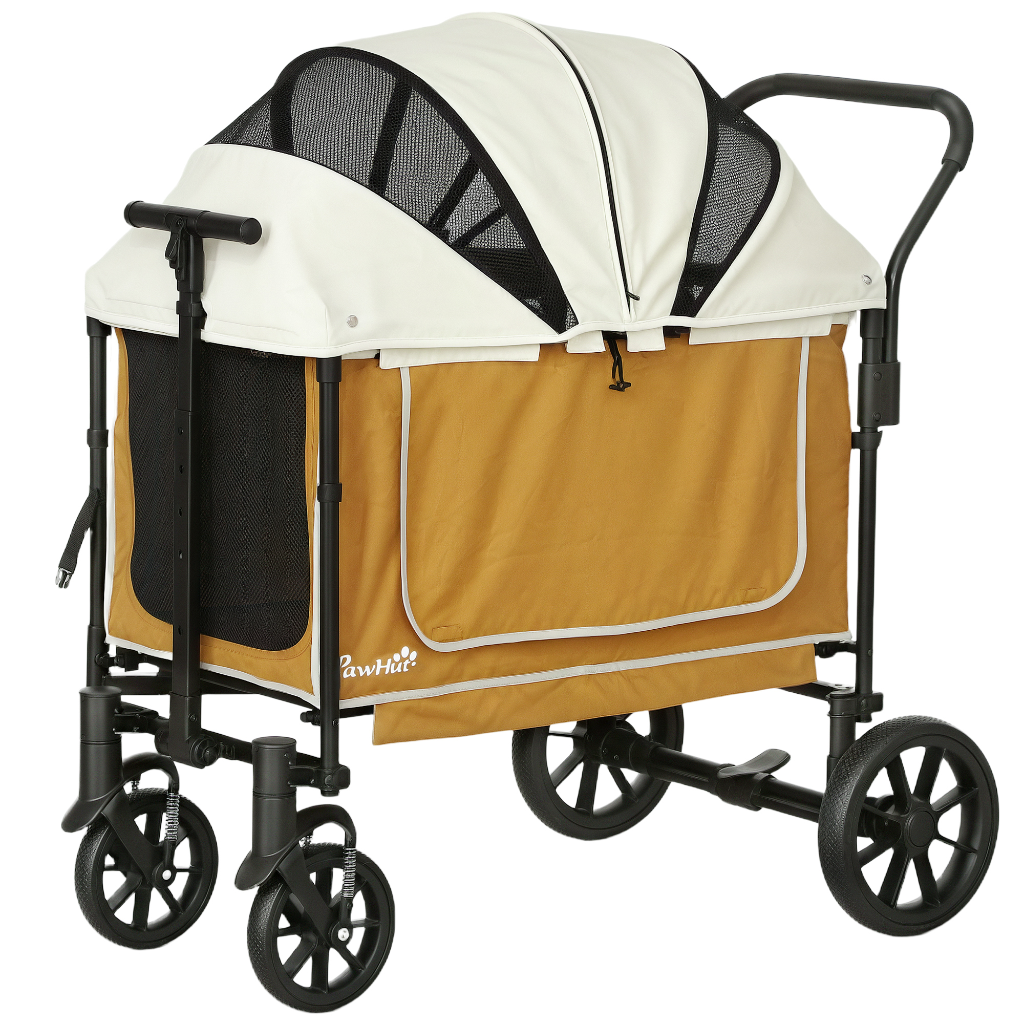Hundewagen Hundebuggy klappbar für Hunde & Katzen bis 30 kg 110 x 65 x 102 cm Braun