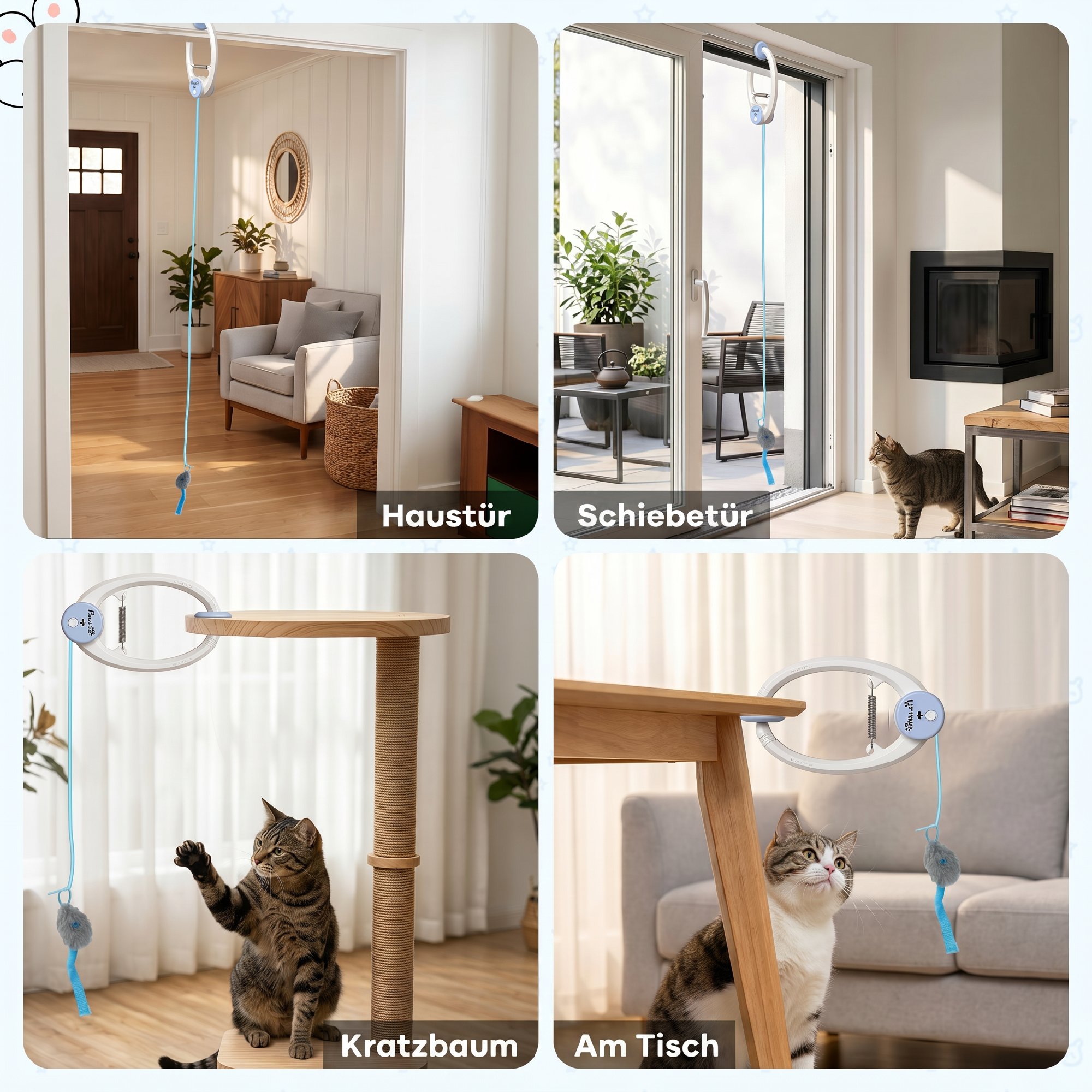 Interaktives Katzenspielzeug USB-Aufladbare Türhängende Hüpfende Maus für Katzen, 24,1 x 13,8 x 6,6 cm Weiß