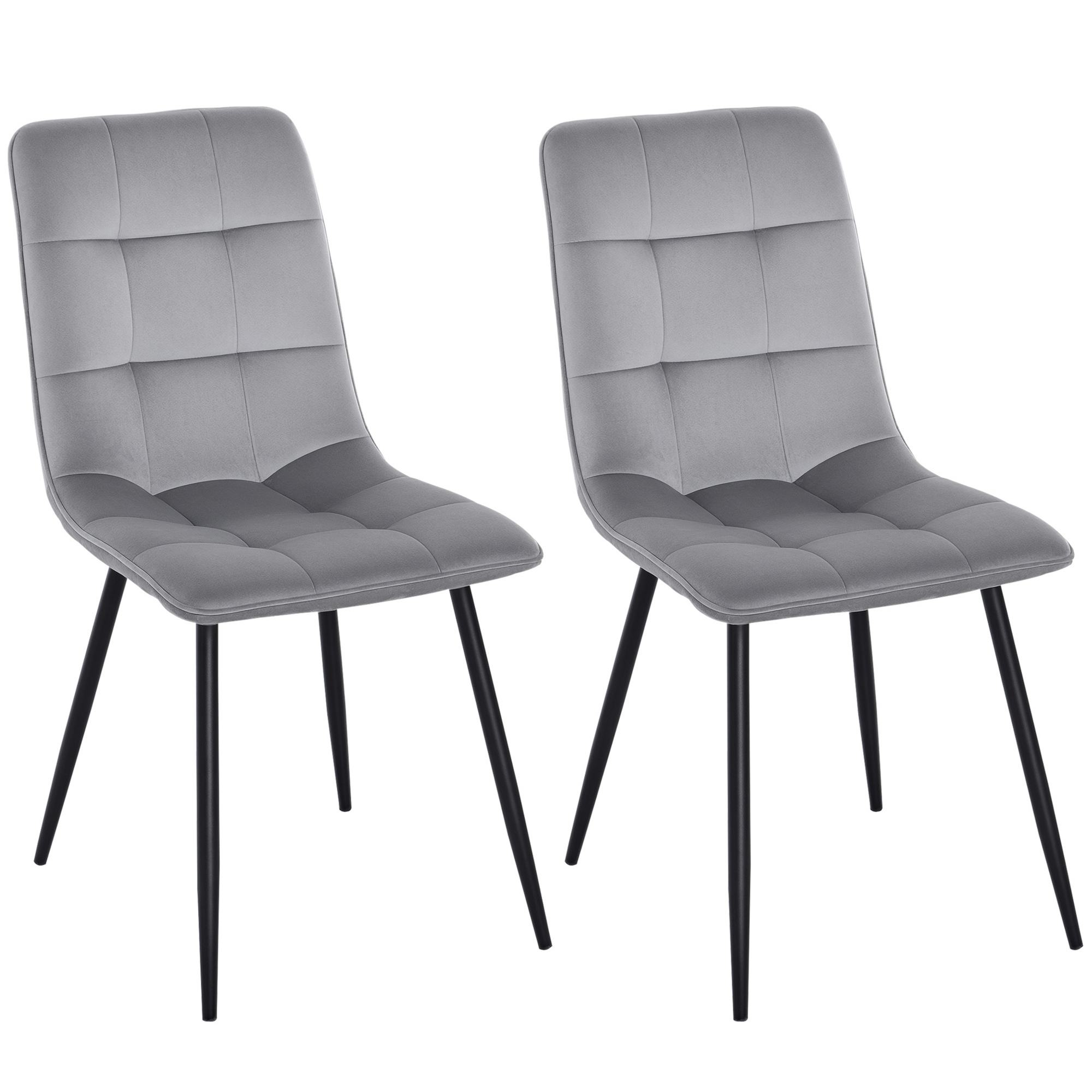 2er-Set Esszimmerstuhl Polsterstuhl Küchenstuhl mit Samt-Optik Esstisch Samt Metall Grau+Schwarz 45 x 63 x 90 cm 2er-Set Esszimmerstuhl Polsterstuhl Küchenstuhl mit Samt-Optik Esstisch Samt Metall Grau+Schwarz 45 x 63 x 90 cm