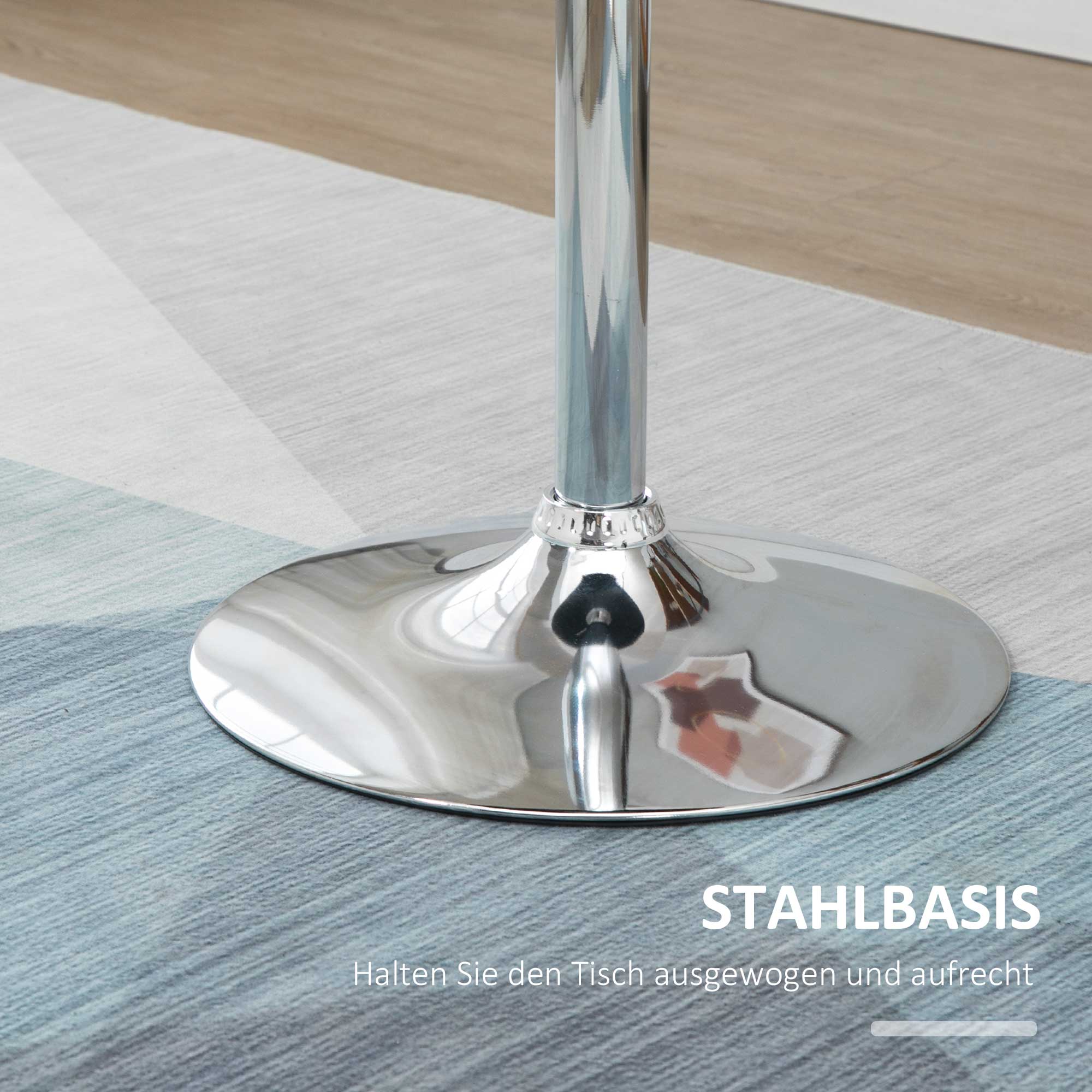 Bartisch modern rund Esstisch 360° Drehtisch höhenverstellbarer Bistrotisch Stehtisch Küchentisch Stahl Schwarz Ø61 x 70-90 cm