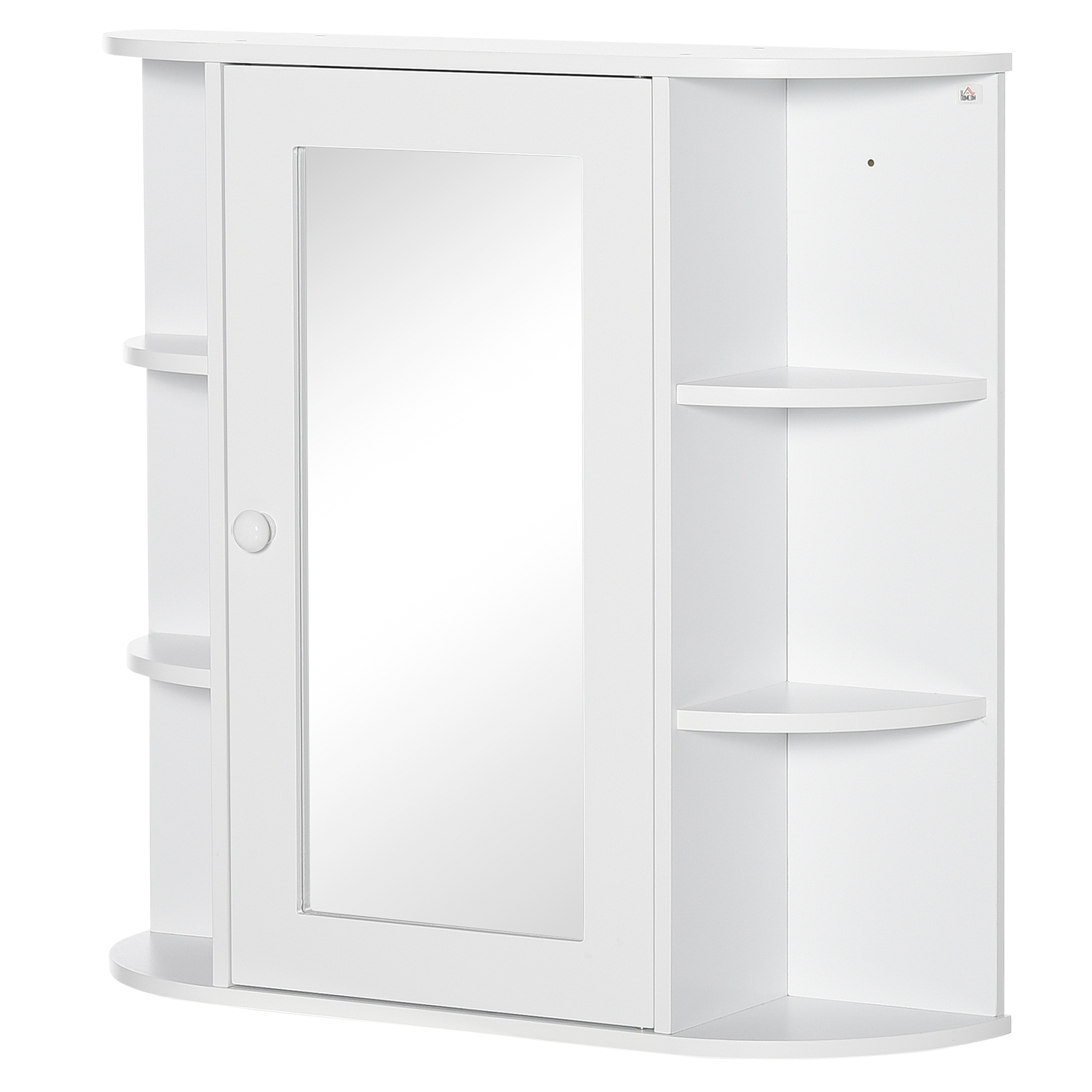Spiegelschrank Badschrank Badezimmerschrank, 8 Fächer, Spiegeltüren, wasserbeständig, 66 cm x 17 cm x 63 cm, Weiß