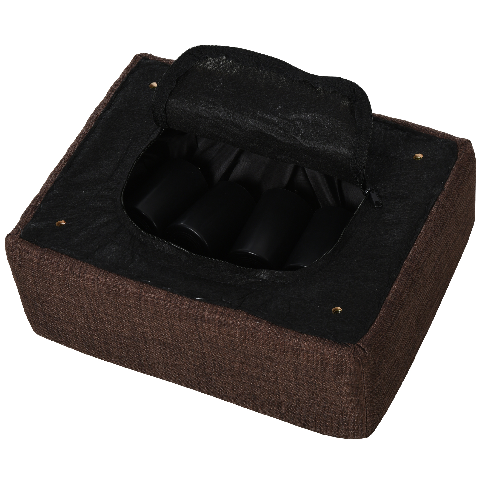 Hocker mit Stoffbezug in Leinenoptik, bis 110 kg, braun, 40 x 30 x 24cm