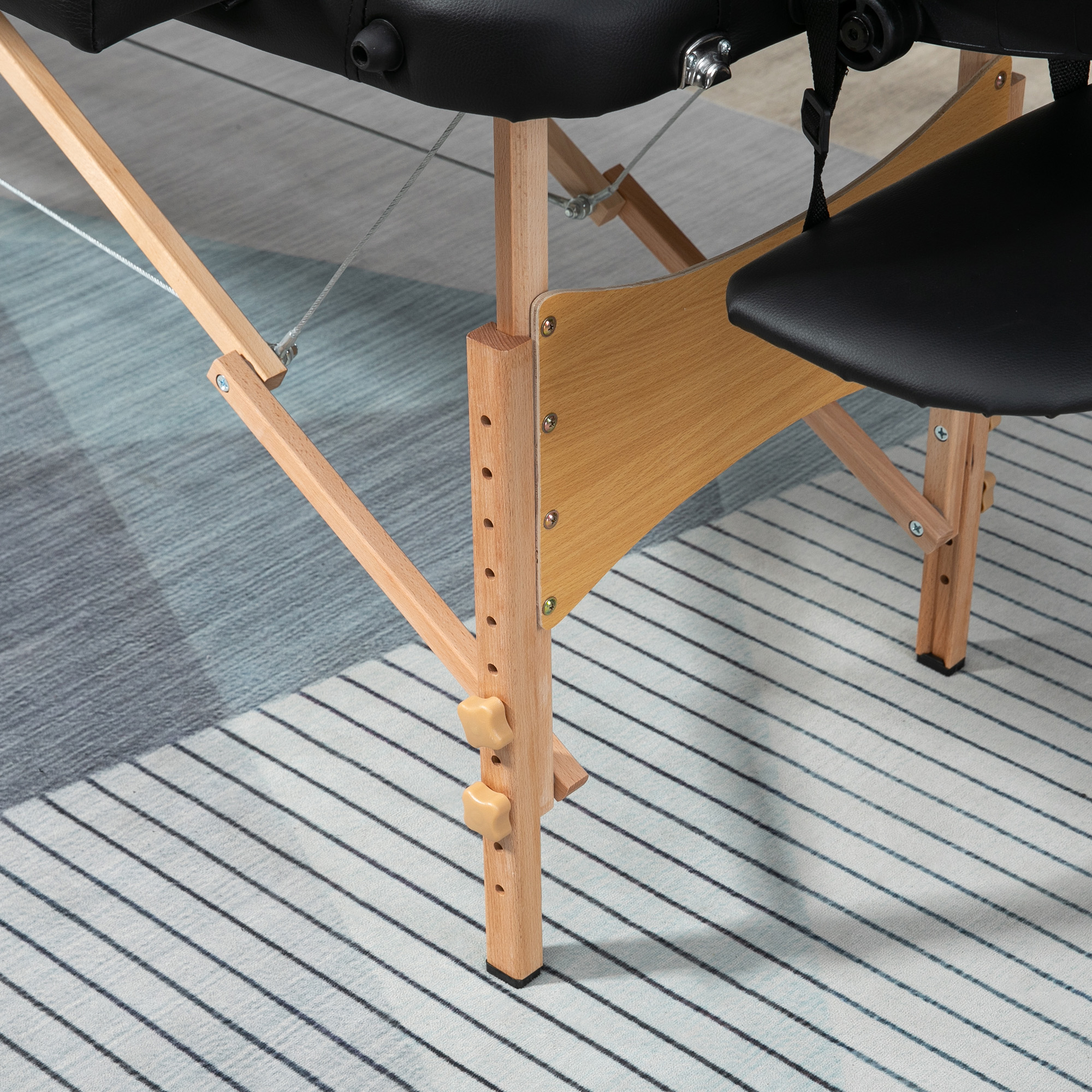 Massagetisch, klappbare Massageliege, höhenverstellbare Massagebank für Spa, Salon, Kunstleder, Holz, Schwarz