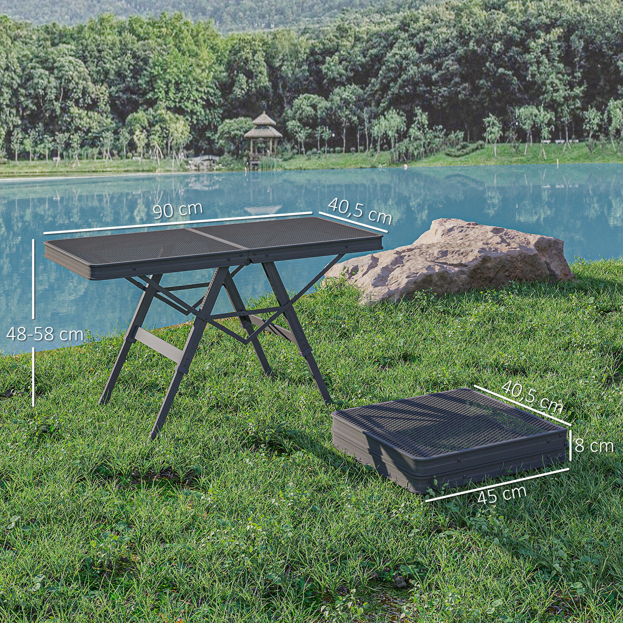 Campingtisch höhenverstellbar Klapptisch mit Metallgitter Klappbar aus Aluminium