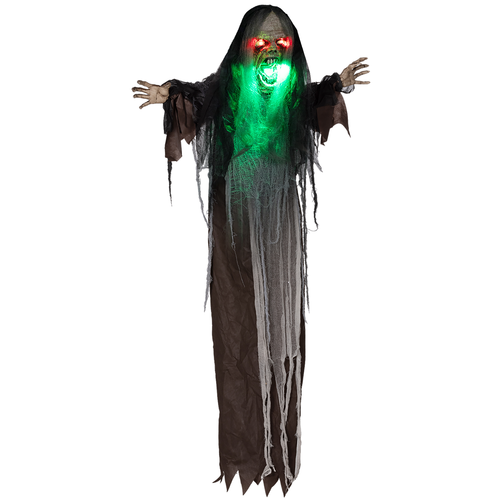 Grünes Monster, Helloweendeko, gruselige Soundeffekte, rote Augen, beweglich, 183 cm Grünes Monster, Helloweendeko, gruselige Soundeffekte, rote Augen, beweglich, 183 cm
