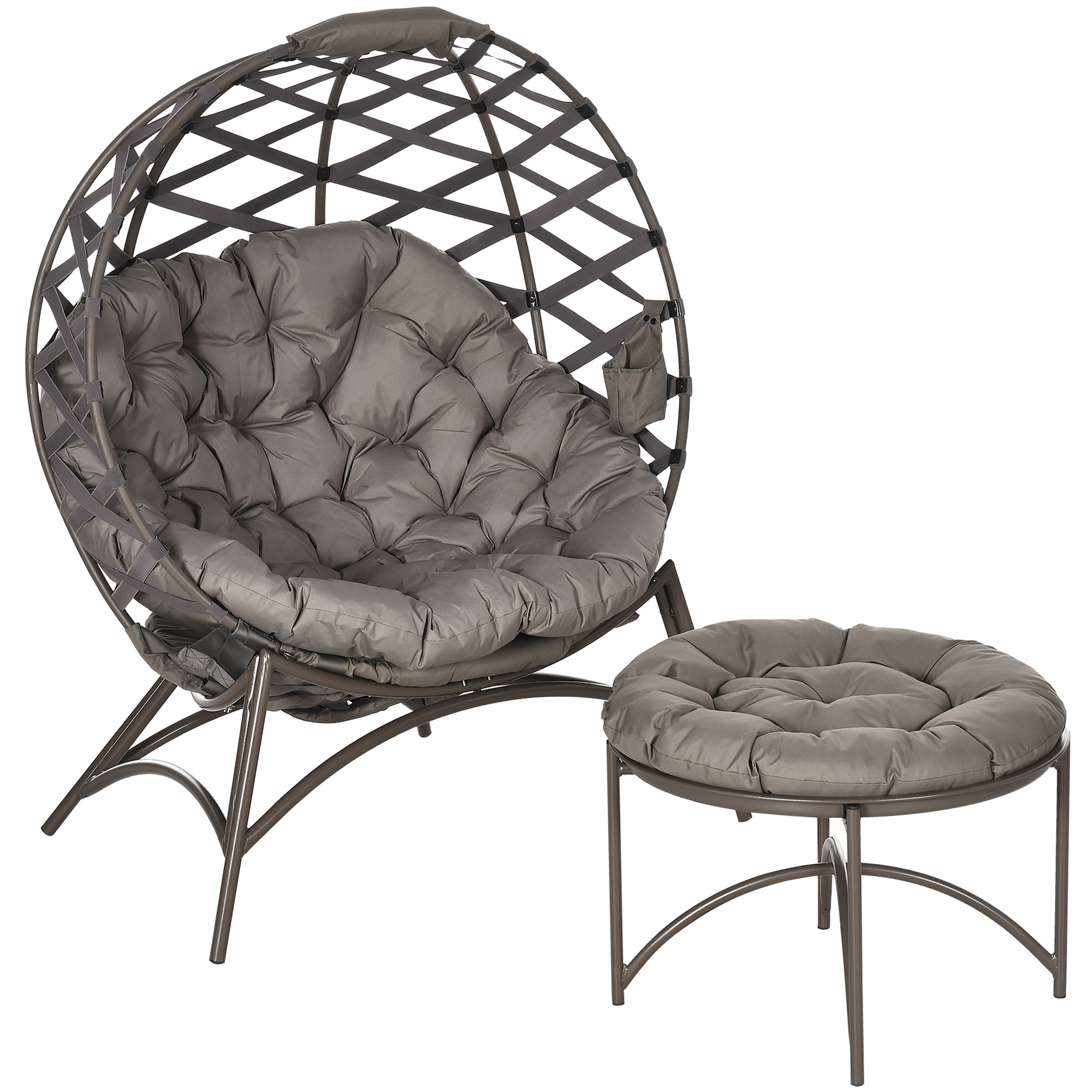 Gartenstuhl-Set, 2-tlg,, Hocker/Beistelltisch, gr, Sitzkissen, Stahlrahmen, Farbe: Sand, 118 x 75 x 142 cm Gartenstuhl-Set, 2-tlg,, Hocker/Beistelltisch, gr, Sitzkissen, Stahlrahmen, Farbe: Sand, 118 x 75 x 142 cm