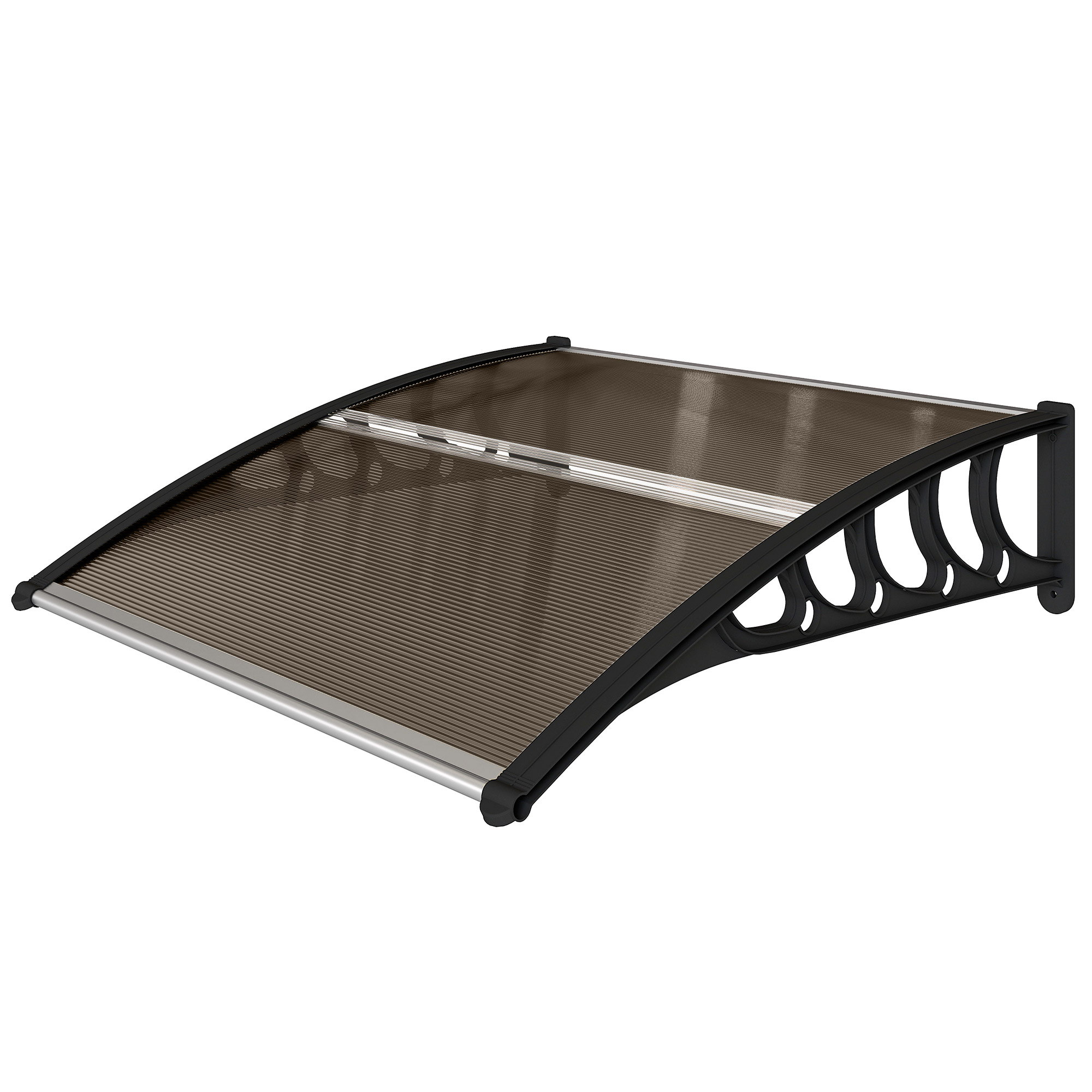 Türüberdachung, Schutz vor Regen, Wind und Hagel, Polycarbonat, Aluminium, 103 x 96,5 x 27 cm, Braun Türüberdachung, Schutz vor Regen, Wind und Hagel, Polycarbonat, Aluminium, 103 x 96,5 x 27 cm, Braun