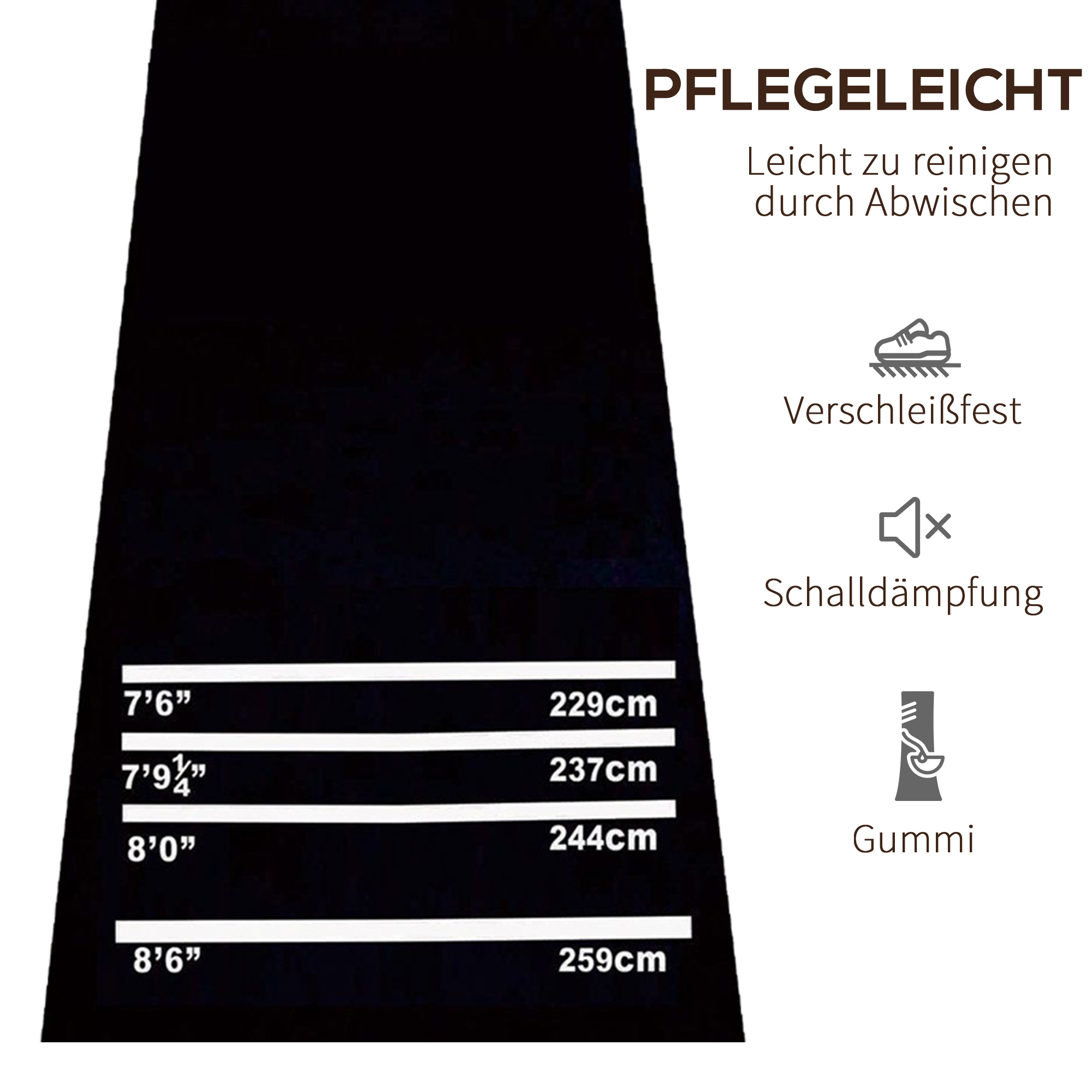 Dartmatte 300 x 61 cm Oche Carpet Mat mit Softdart Steeldart rutschfest Dartteppich Teppich-Dartmatte Dart Zubehör für Boden Schutz
