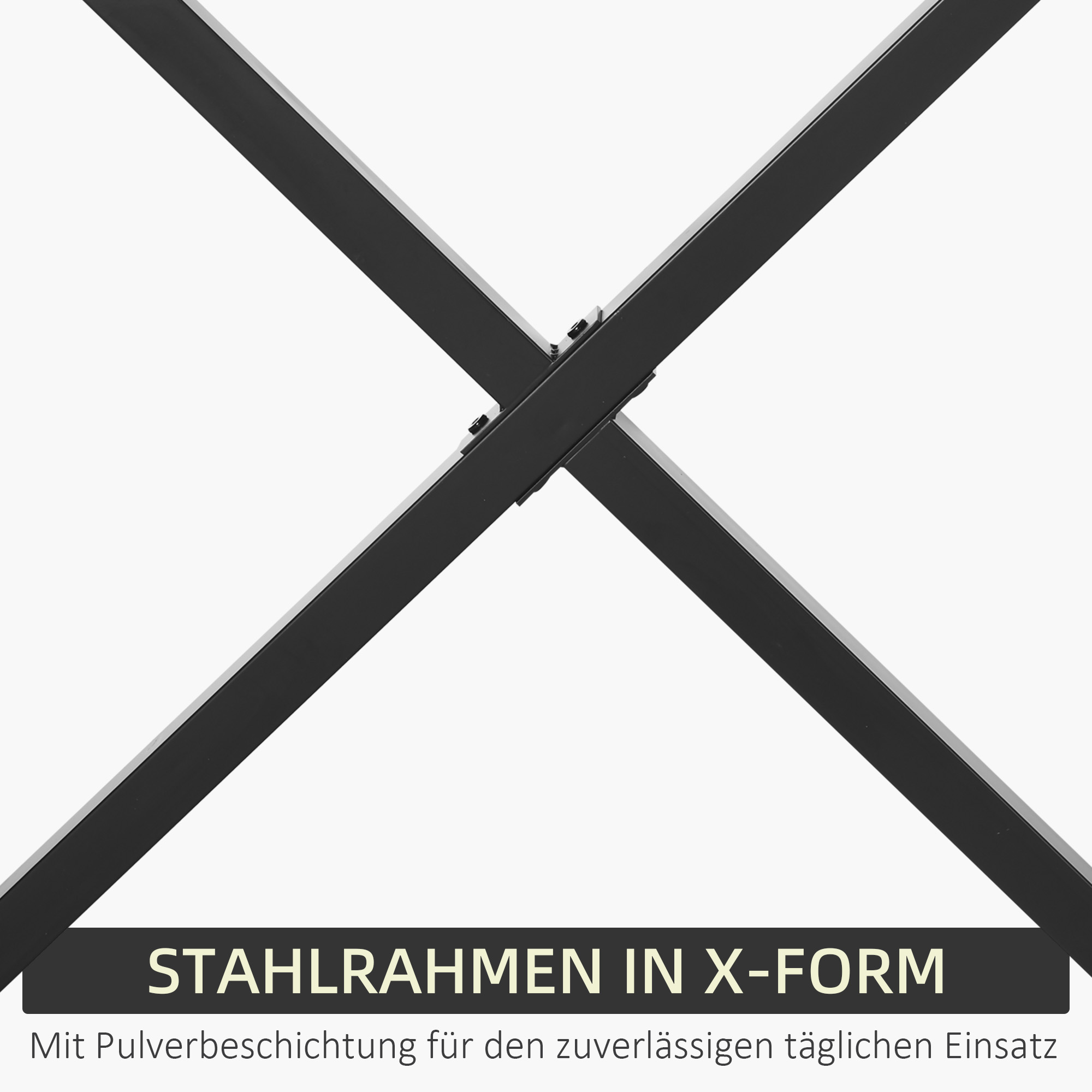 2 Stück Stahl Tischbeine Tischfüße für Esstisch Schreibtisch Couchtisch Tischgestell in X-Form Schwarz 72cm