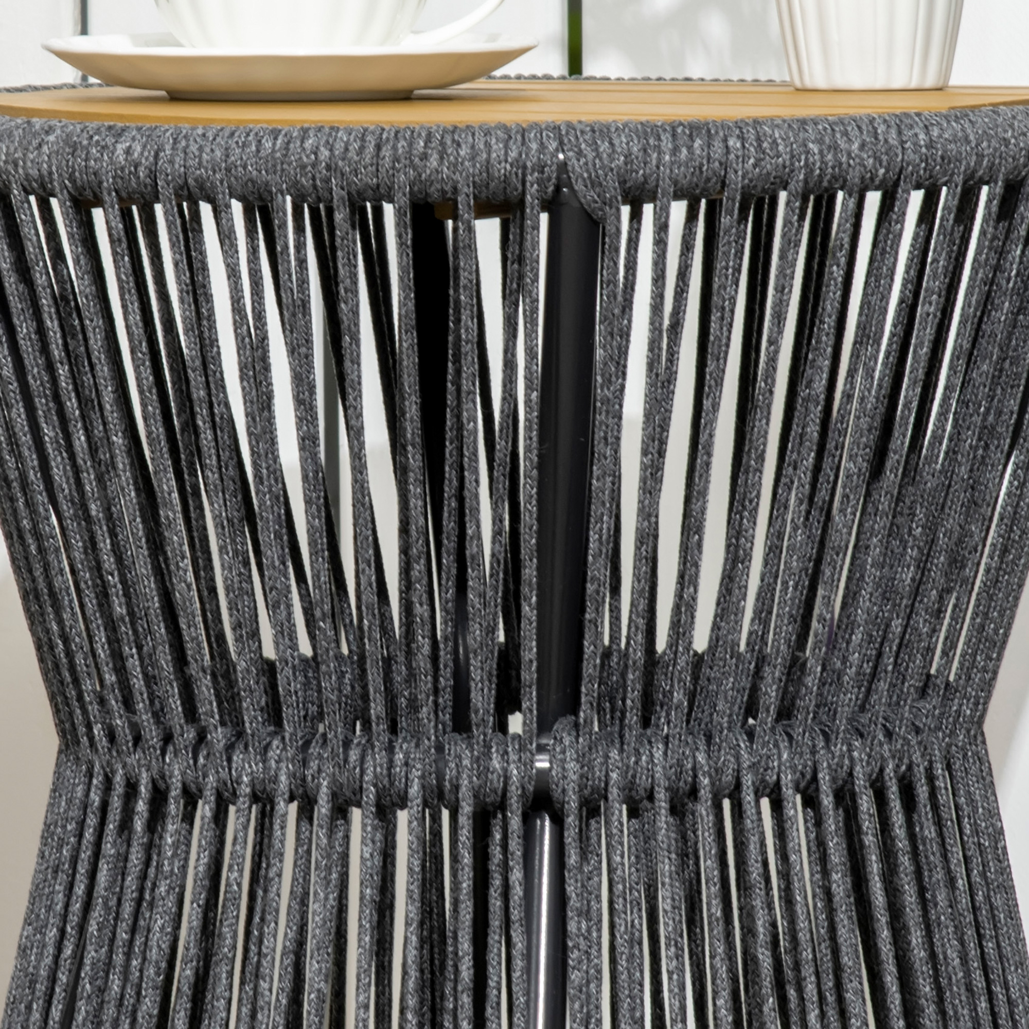 Gartentisch im Boho-Stil, wetterbeständig, PE-Rattan, 39 cm x 39 cm x 49 cm, Schwarz + Natur