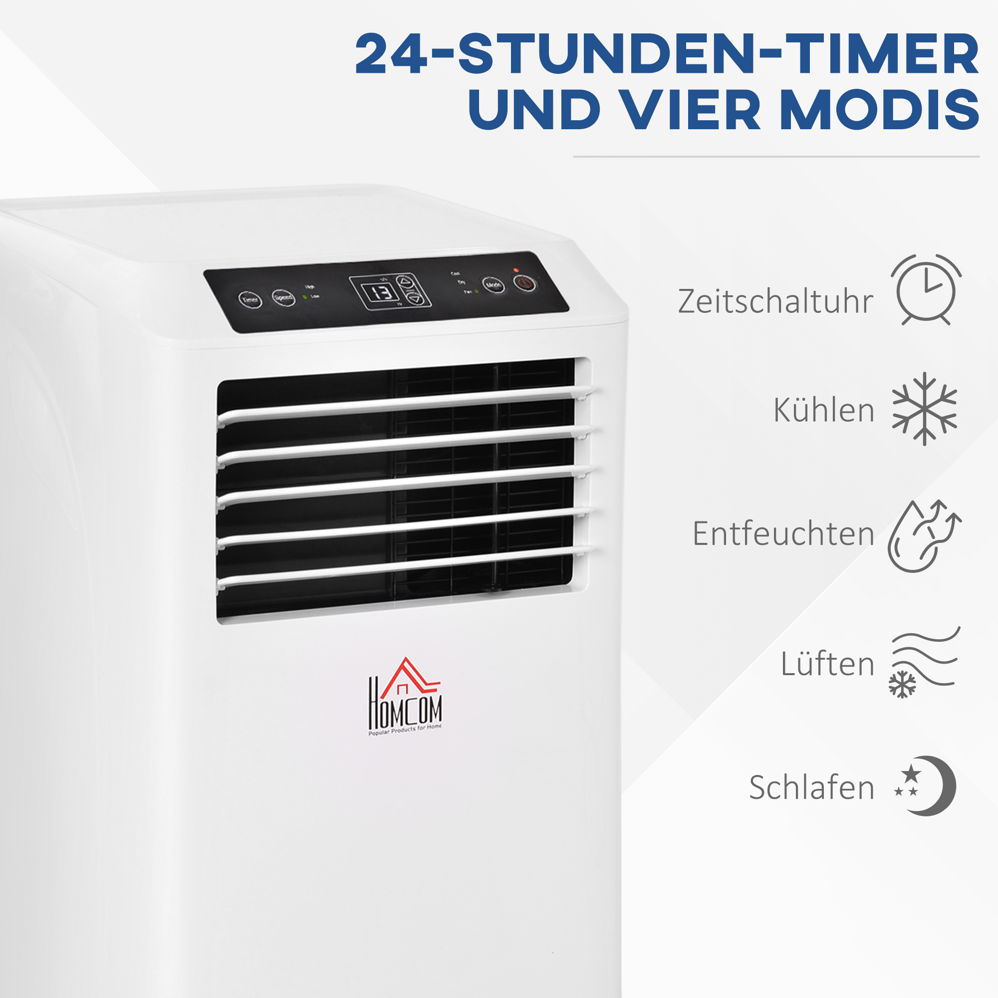 mobile Klimaanlage 3-in-1, inkl. Fernbedienung, 9K BTU, 24h Timer, ABS, Weiß