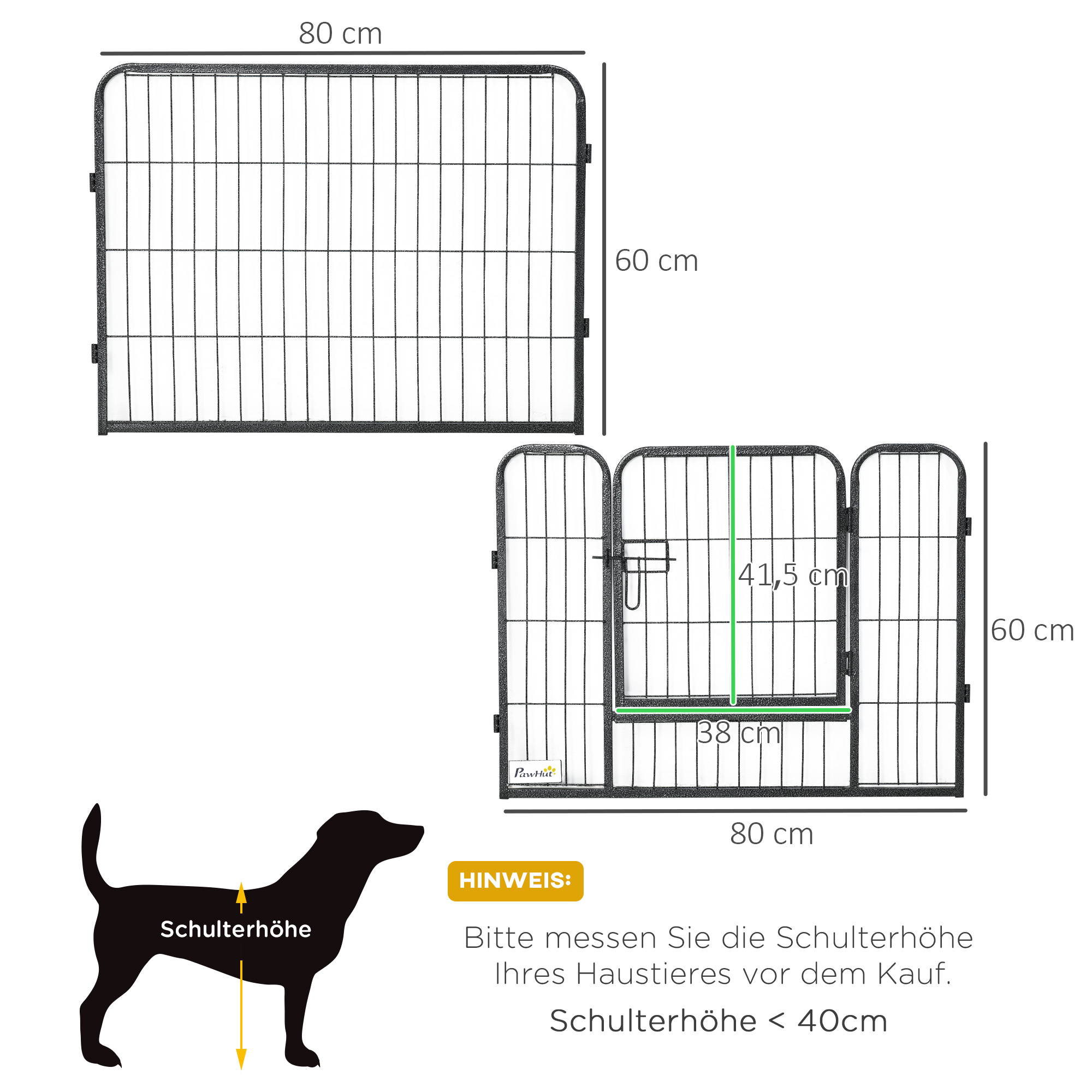 Haustiergehege, Welpenauslauf, Welpengitter, 12 Paneele, Outdoor u.  Indoor, Grau