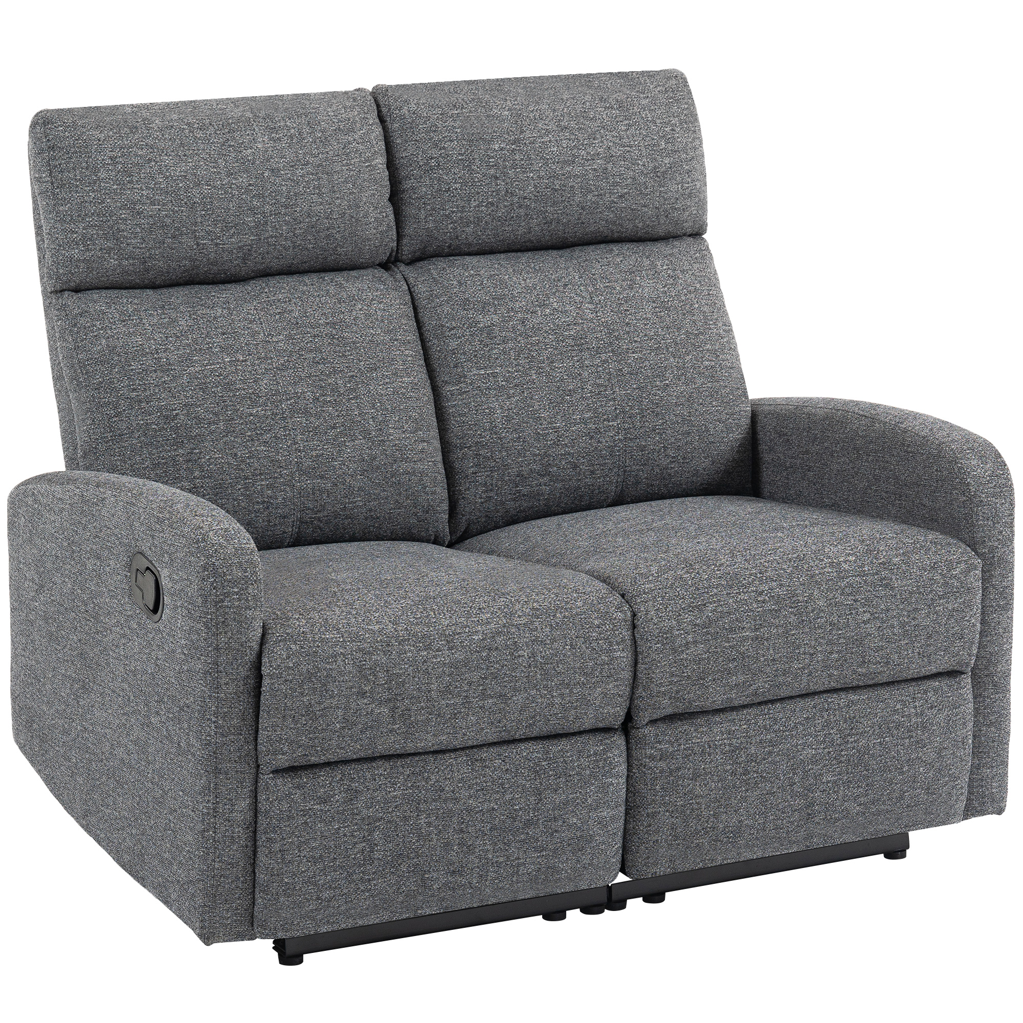2-Sitzer-Sofa, individuell verstellbare Rückenlehnen, Fußstütze, Stoffbezug, Stahl, Grau