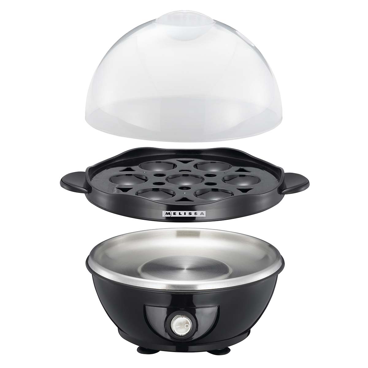 Eierkocher 7 Eier mit transparenter Taste 360W schwarz