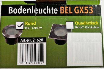 Bodenleuchte "BEL GX53 R " rund, ØxT 12x7cm, IP65, GX53 Fassung