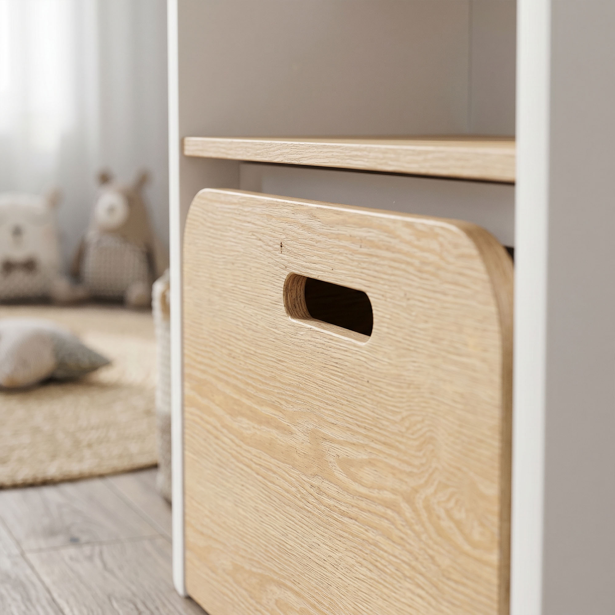Kindertisch mit Sitzbank 5-in-1 Kindersitzgruppe mit Bücherregal, rollbar Kindertruhenbank mit Aufbewahrungsbox für 3-8
