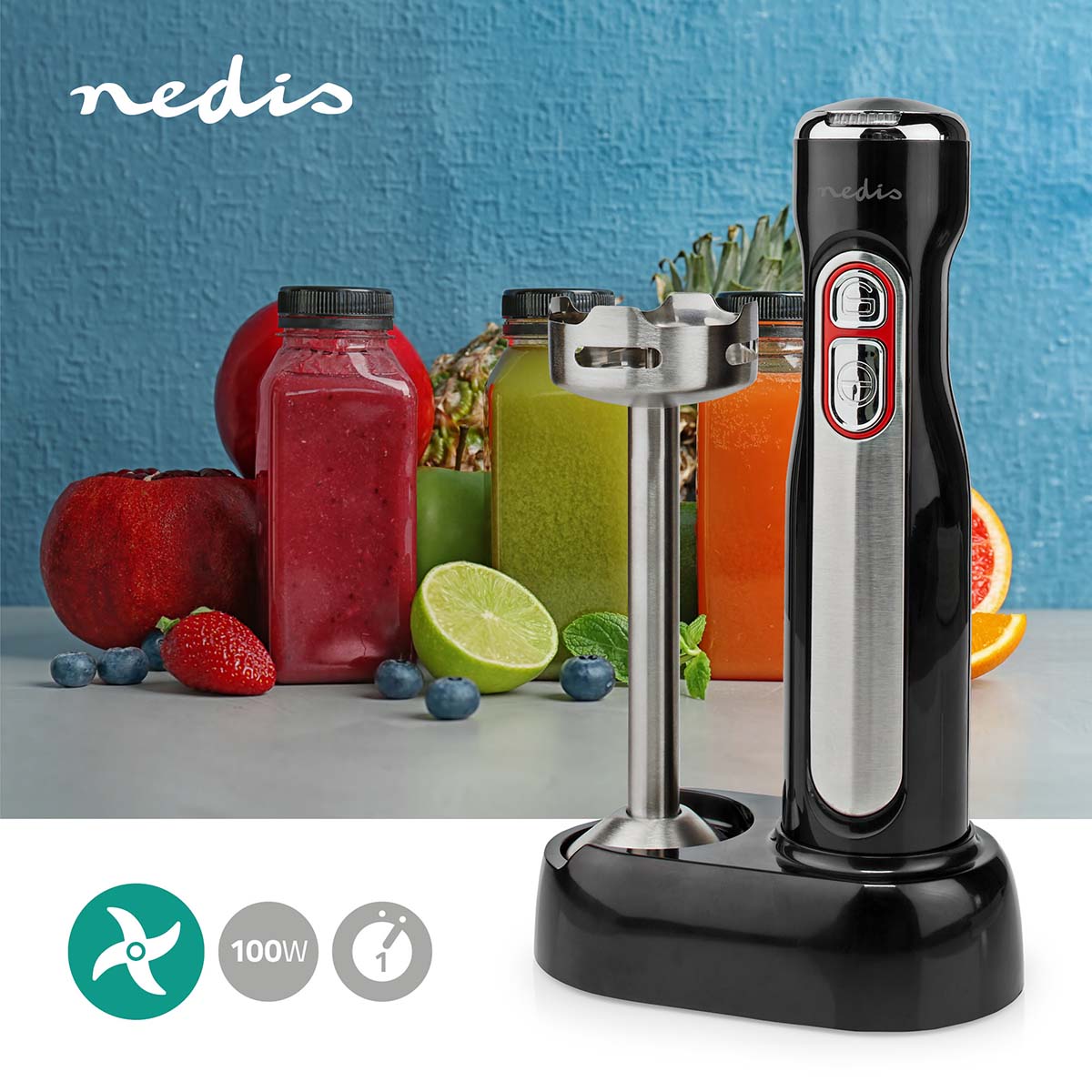 Stabmixer | 100 W | Geschindigkeitseinstellung: 1 Geschindigkeitsstufe | schwarz / Silber