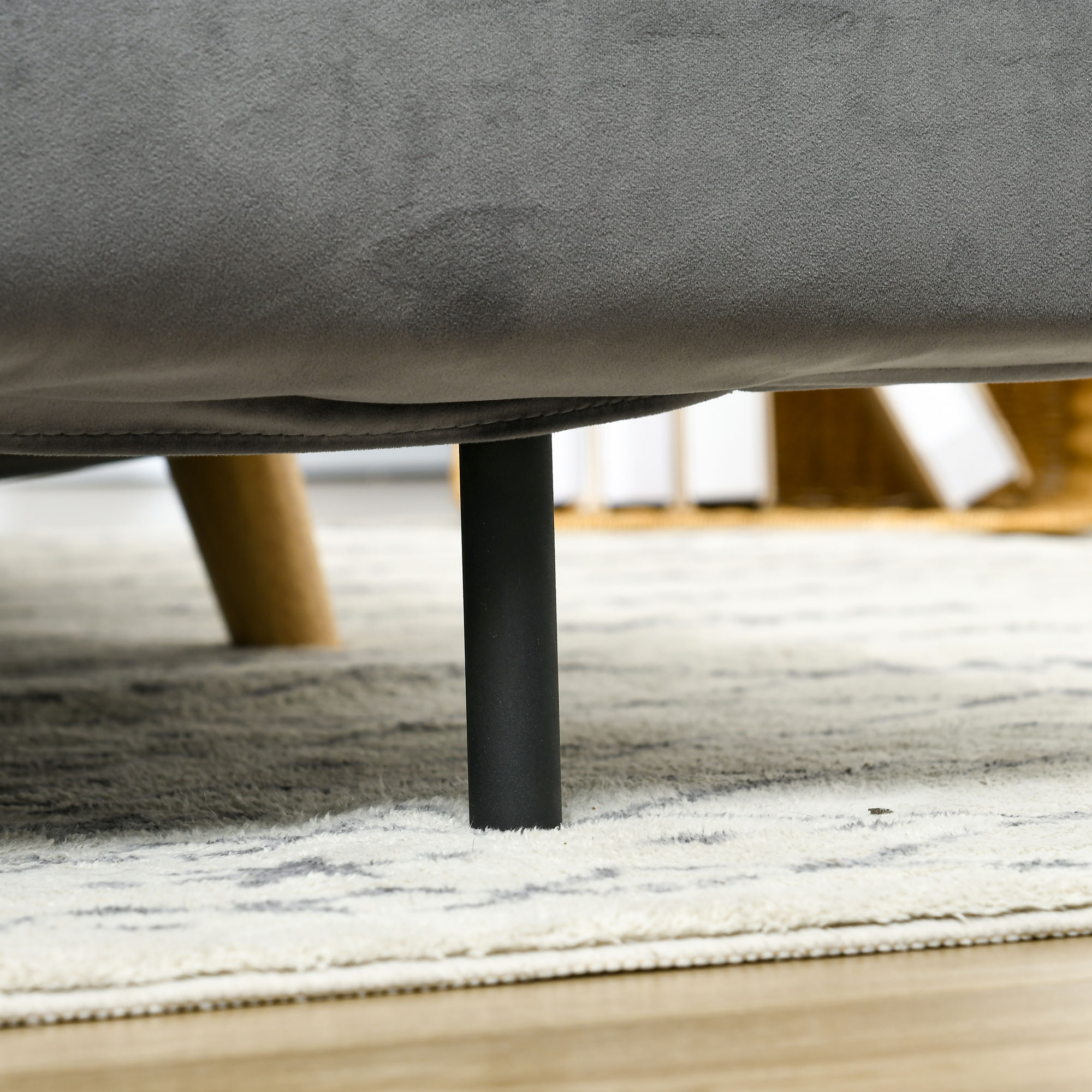 Schlafsofa Relaxsofa Sofa Couch, inkl. 2 Kissen, Samtoptik, 130 x 78 x 79 cm, Grau