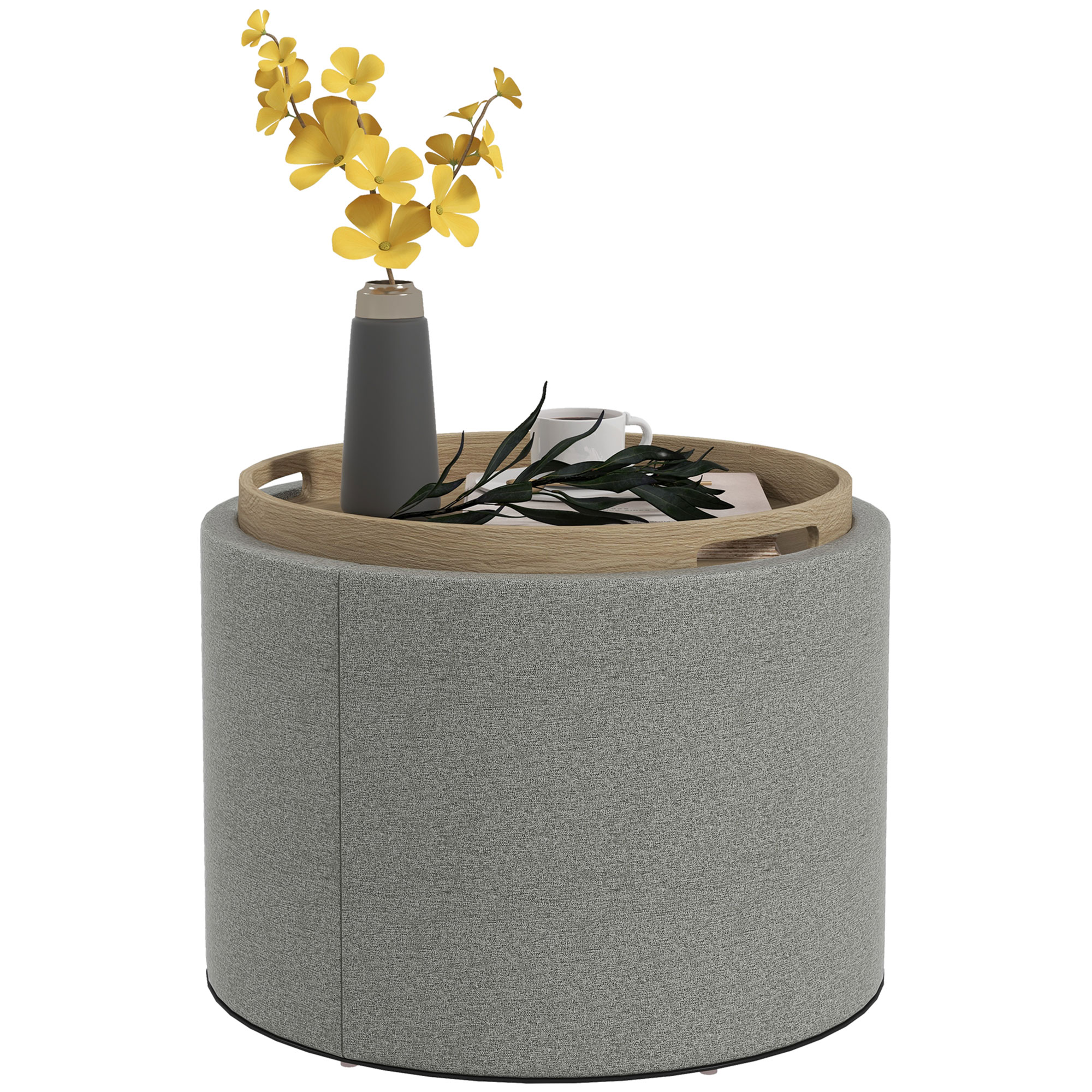 Hocker Polsterhocker, Leinen, versteckter Stauraum, umkehrbarer Deckel, 5 6cm x 56 cm x 42 cm, Grau + Natur Hocker Polsterhocker, Leinen, versteckter Stauraum, umkehrbarer Deckel, 5 6cm x 56 cm x 42 cm, Grau + Natur