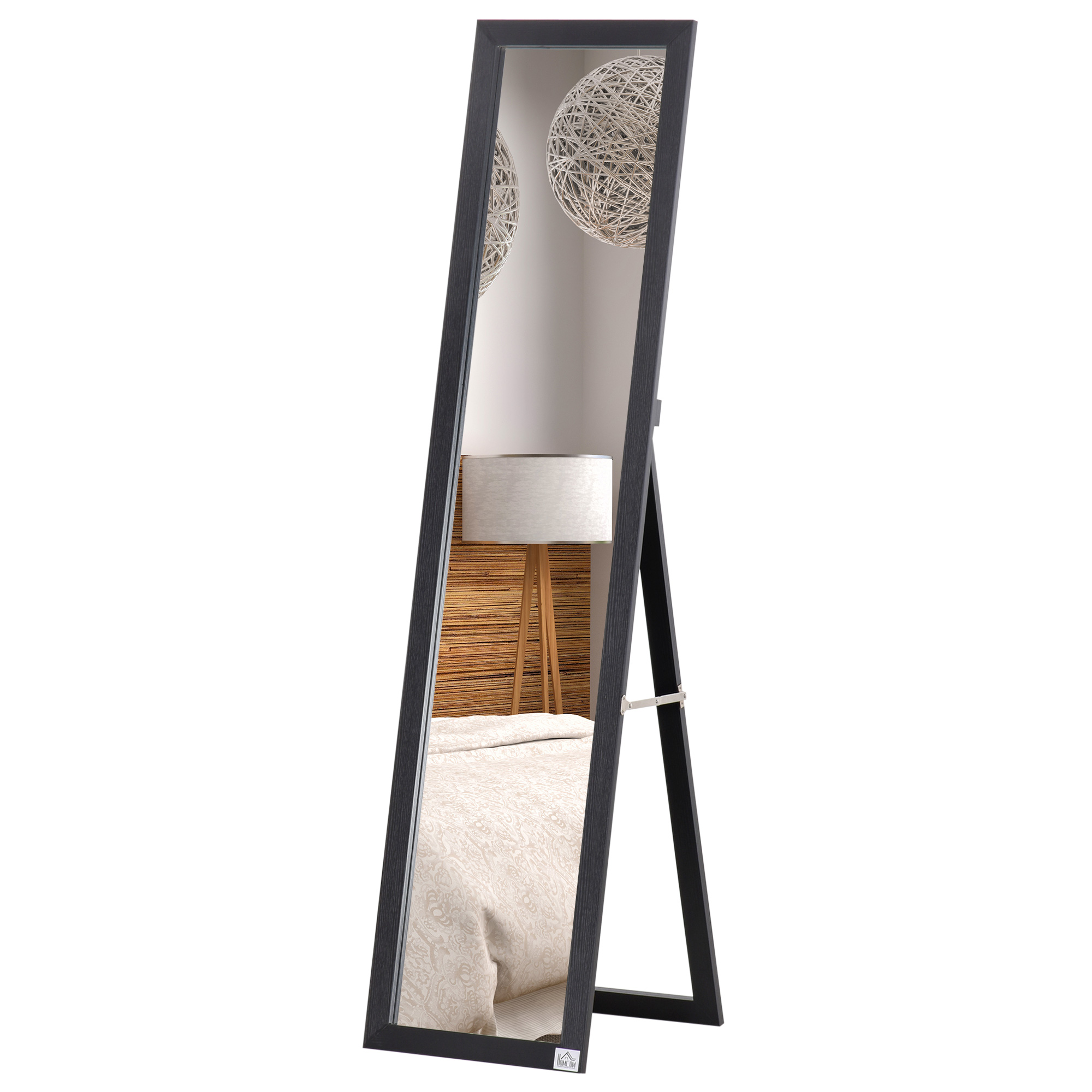 Ganzkörperspiegel, freistehend, Wandmontage, MDF-Rahmen, 37 x 37 x 154 cm, Schwarz Ganzkörperspiegel, freistehend, Wandmontage, MDF-Rahmen, 37 x 37 x 154 cm, Schwarz