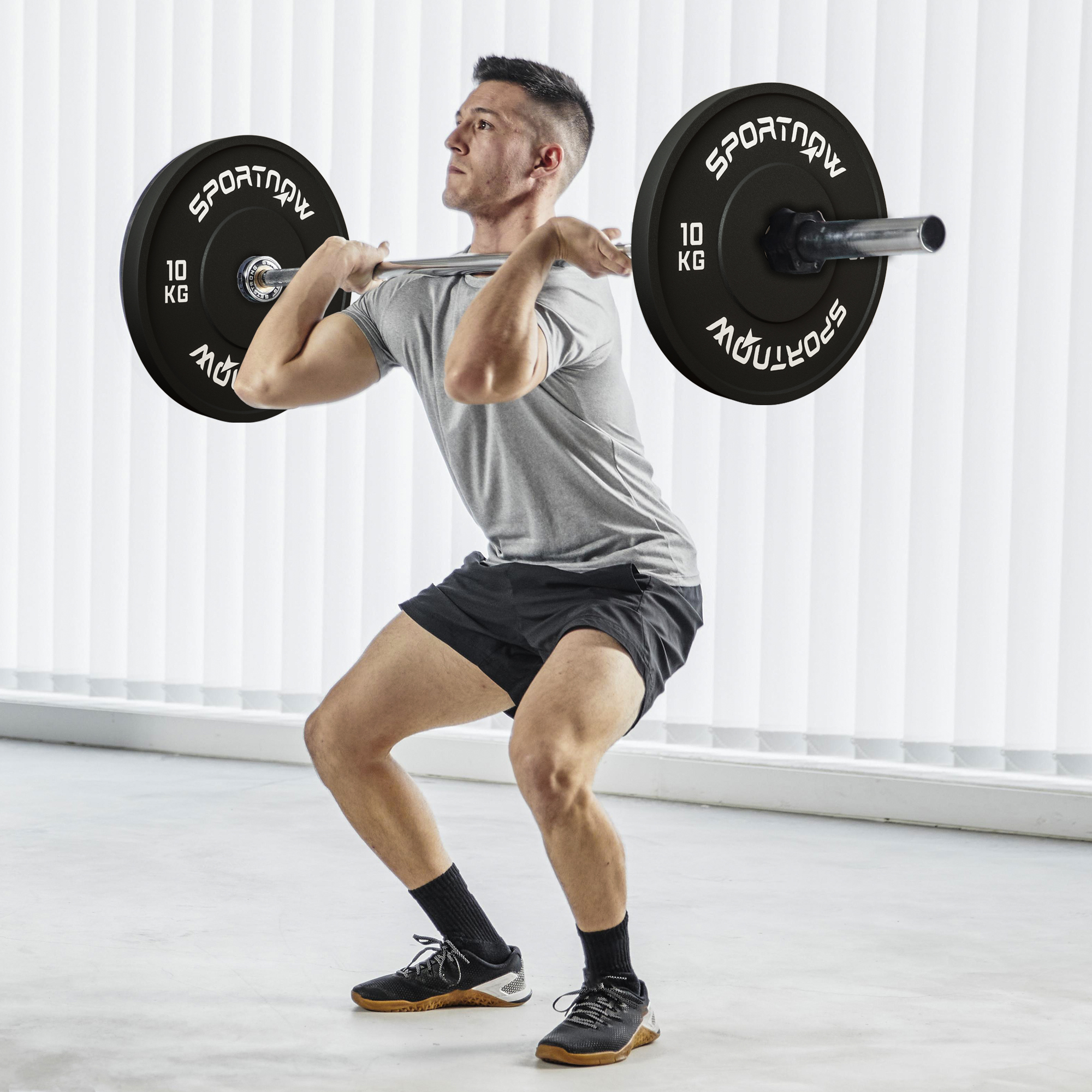 Hantelscheiben-Set, 2 x 10 kg, olympischer Standard, Gummi, geräuscharm, Schwarz