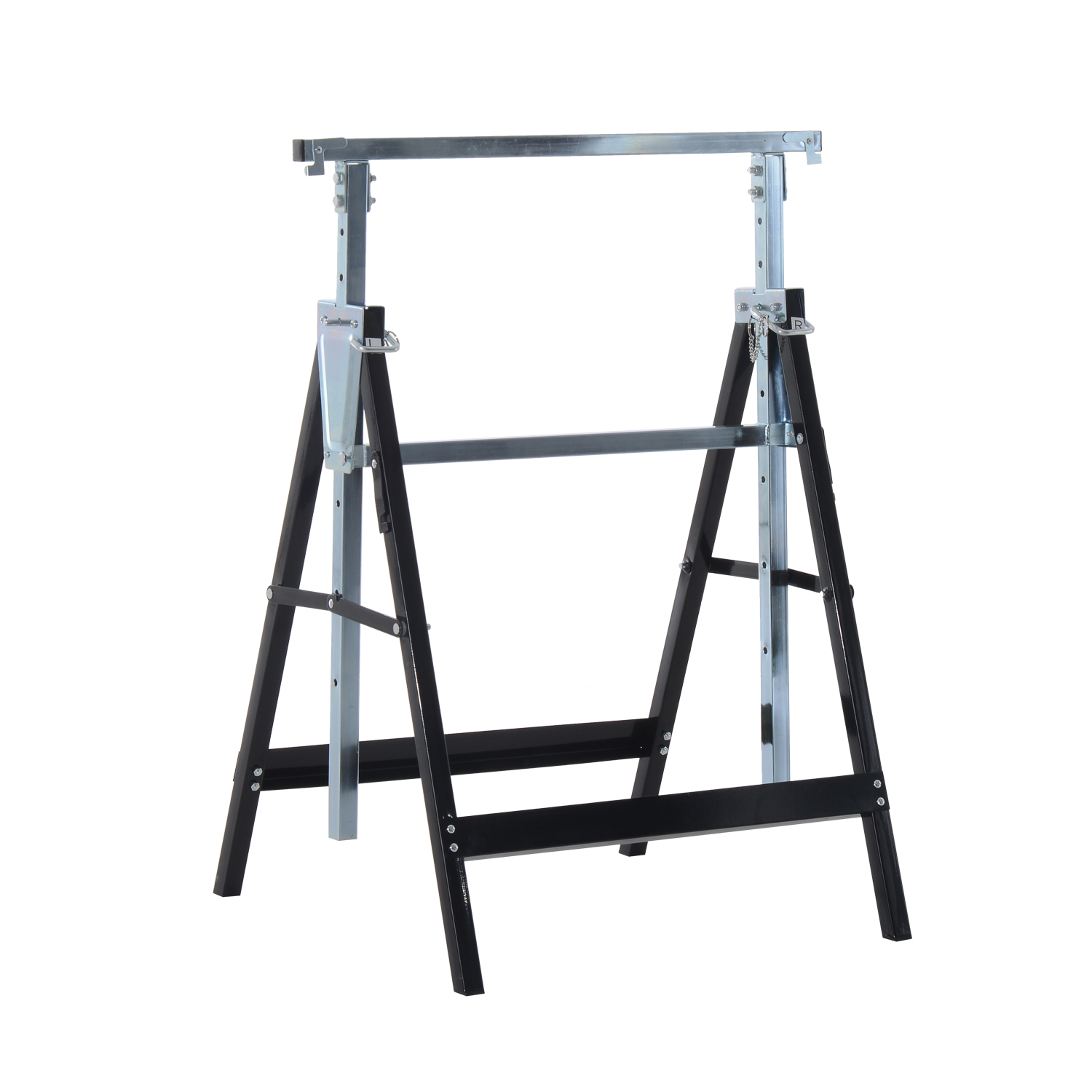 2 x Gerüstbock Unterstellbock Klappbock höhenverstellbar bis 200kg Stahl Schwarz 68 x 58 x 80-130 cm