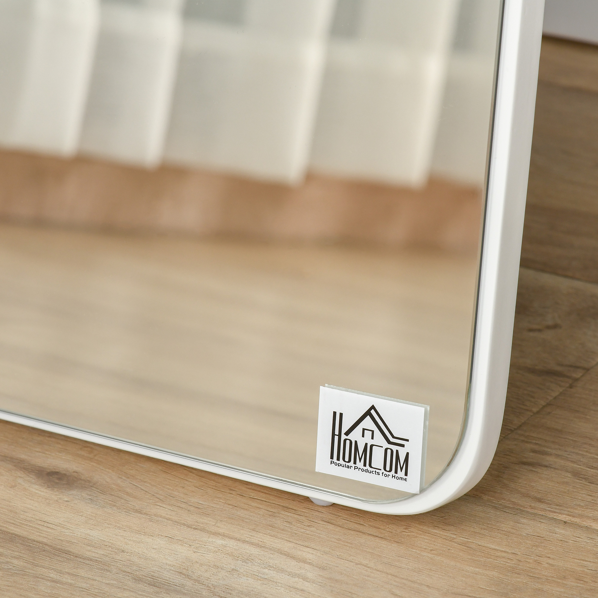 Standspiegel Ganzkörperspiegel mit klappbaren Rahmen Schminkspiegel frei stehend oder an der Wand montiert stabil für Wohnzimmer oder Ankleidezimmer Kiefernholz MDF Weiß 37 x 43 x 156 cm