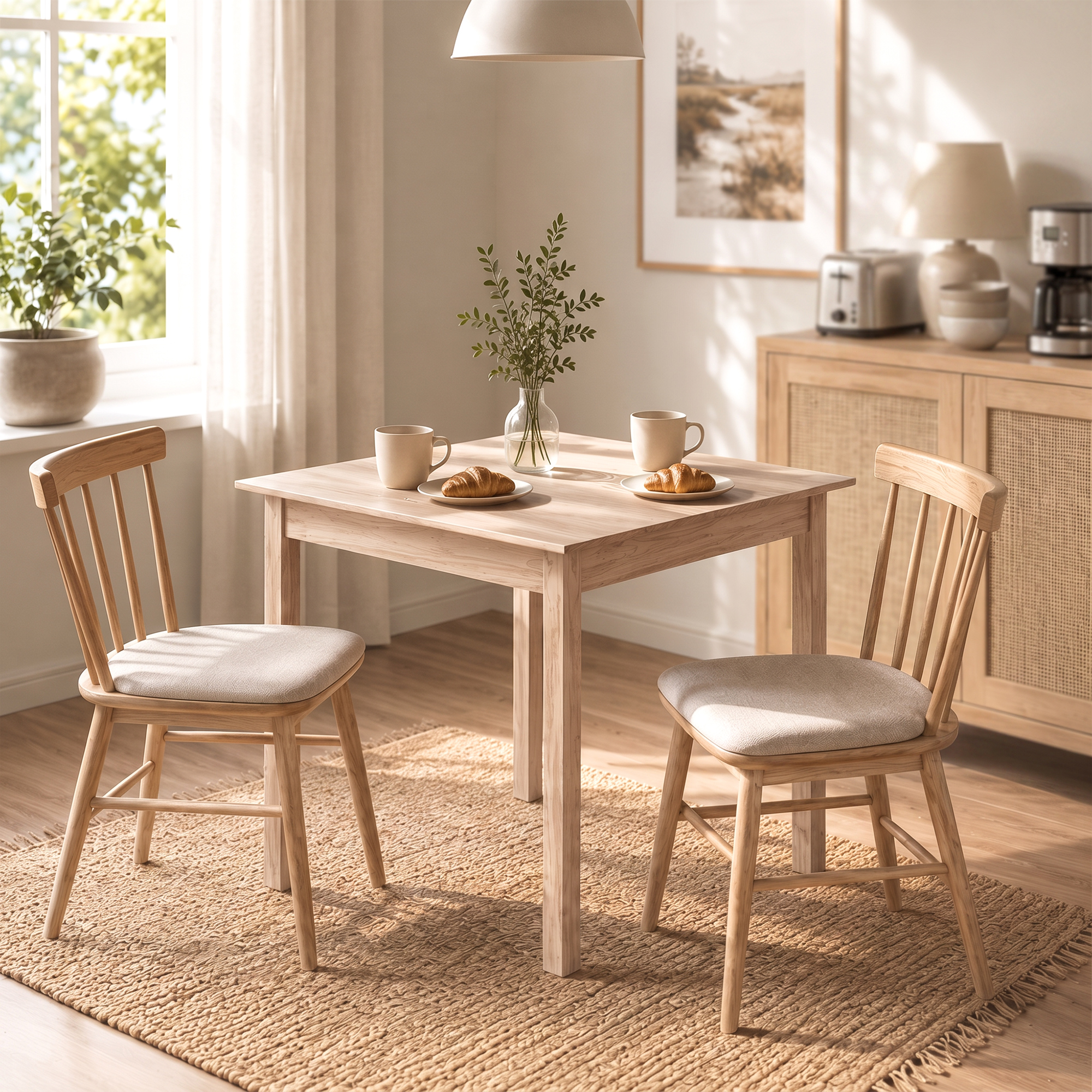 Küchentisch Esstisch Quadratischer Tisch, modernes Design, 75 cm x 75 cm x 76 cm, Naturholz