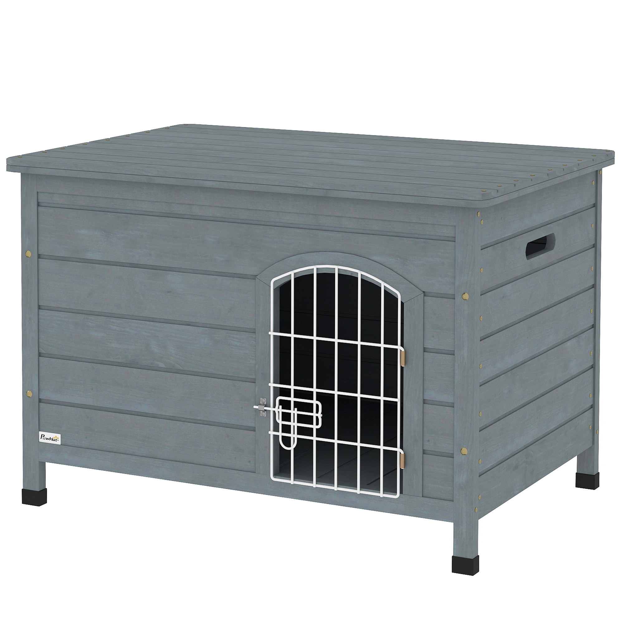 Hundehütte, Hundehaus mit Tür, Hundebox, Haustierhütte, Tannenholz, Dunkelgrau Hundehütte, Hundehaus mit Tür, Hundebox, Haustierhütte, Tannenholz, Dunkelgrau
