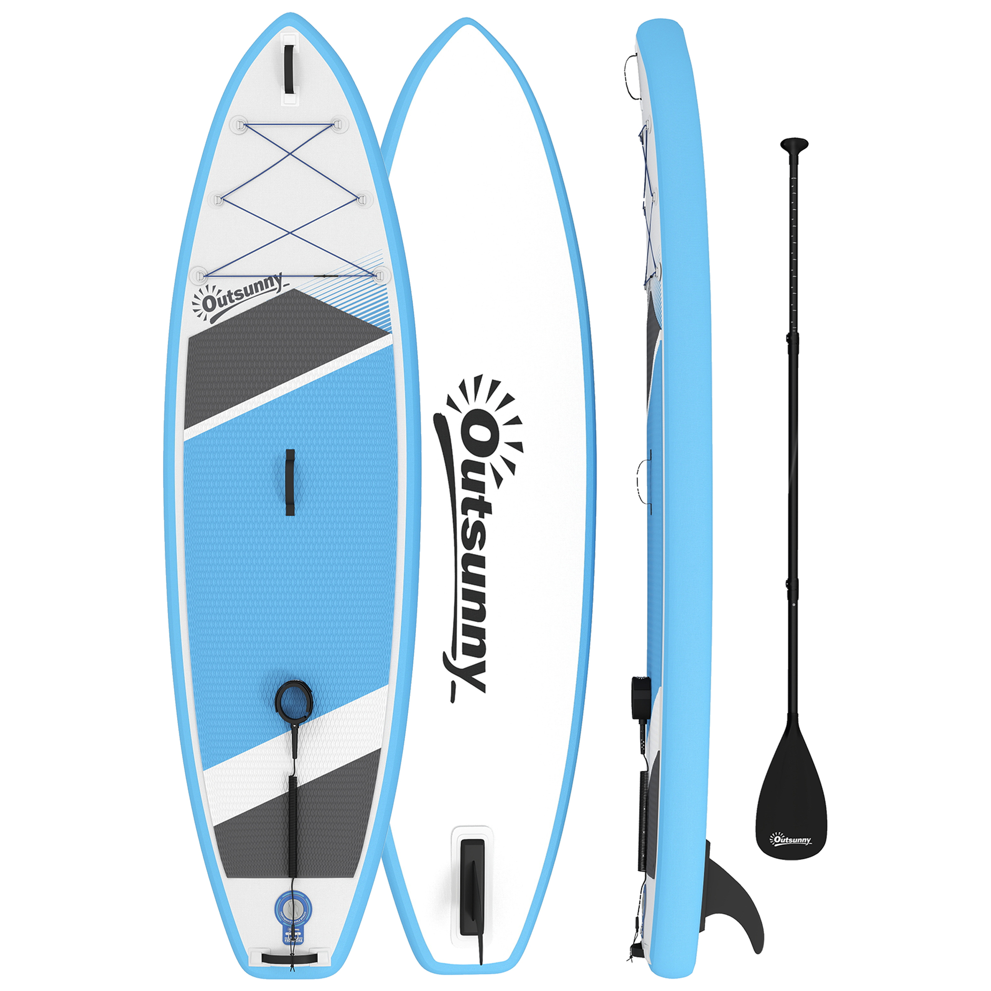 Stand Up Paddling Board Set Aufblasbar 320cm SUP Board mit Verstellbares Paddel Rutschfest EVA-Deck Fußschlaufe Pumpe