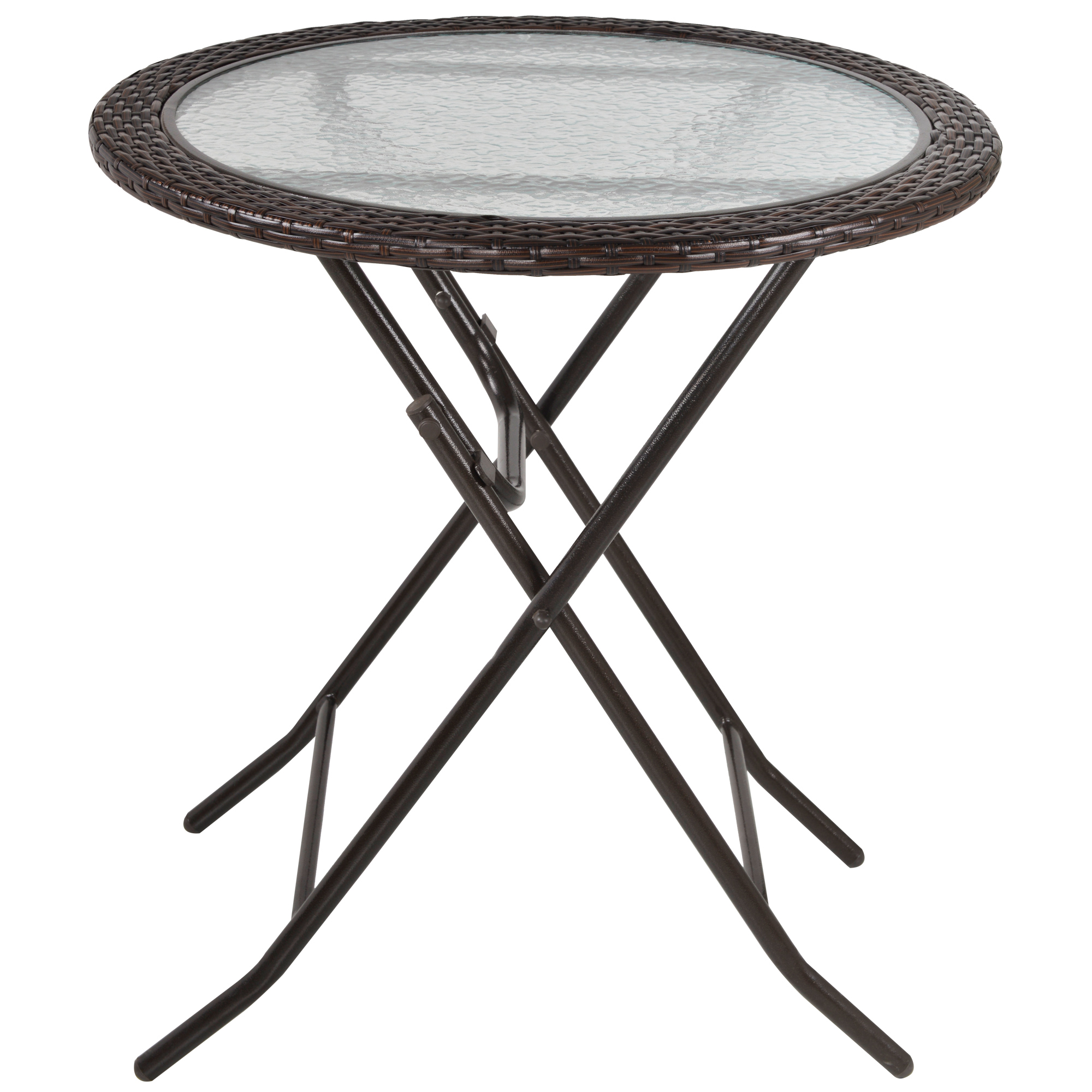 Gartentisch, klappbar, Hartglastischplatte, Stahlrahmen, Rattan-Dekor, braun, 68 x 68 x 73 cm Gartentisch, klappbar, Hartglastischplatte, Stahlrahmen, Rattan-Dekor, braun, 68 x 68 x 73 cm