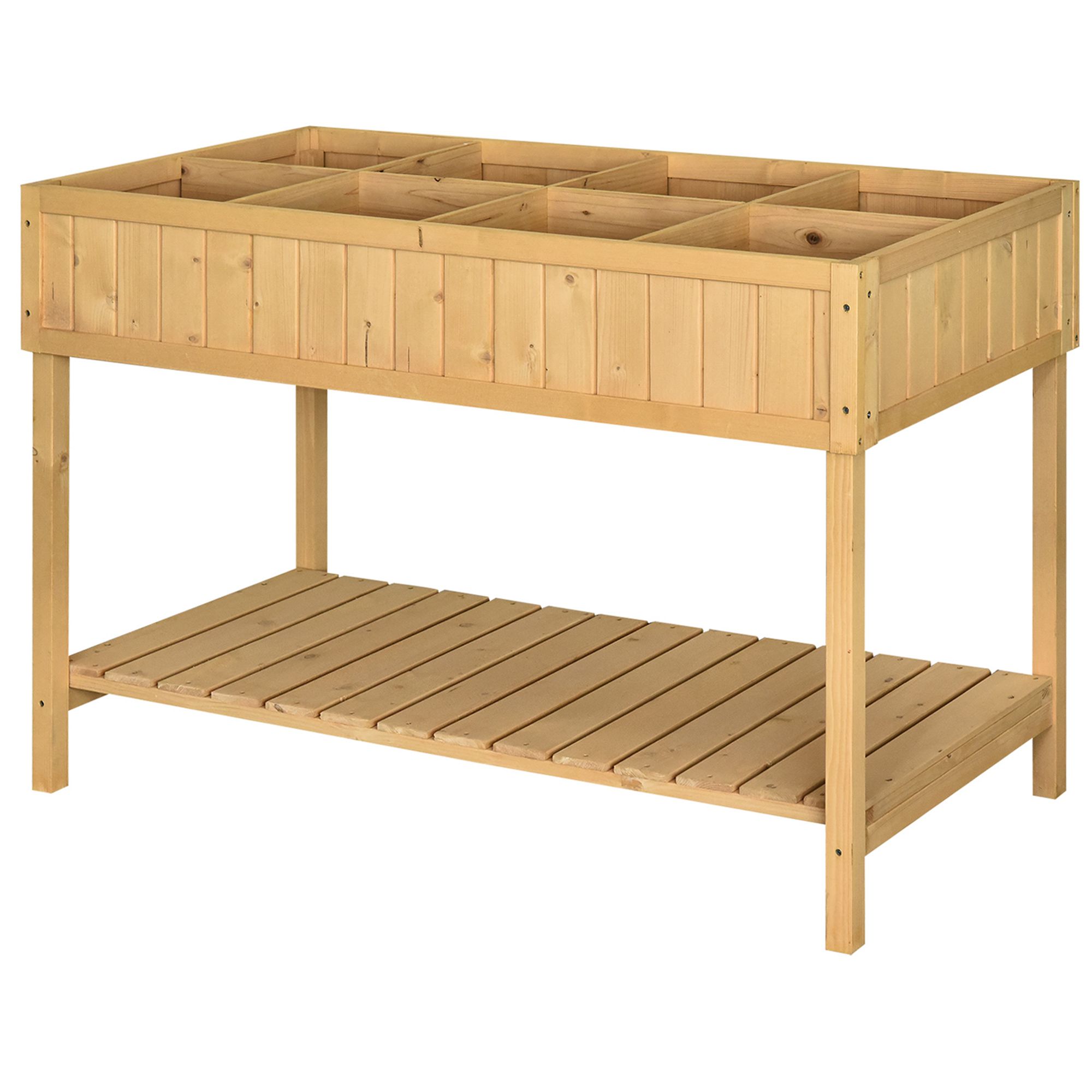 Hochbeet 8 Fächer Pflanztisch Blumenkasten Tannenholz 1 Ablage + Abfluss Hochbeet 8 Fächer Pflanztisch Blumenkasten Tannenholz 1 Ablage + Abfluss