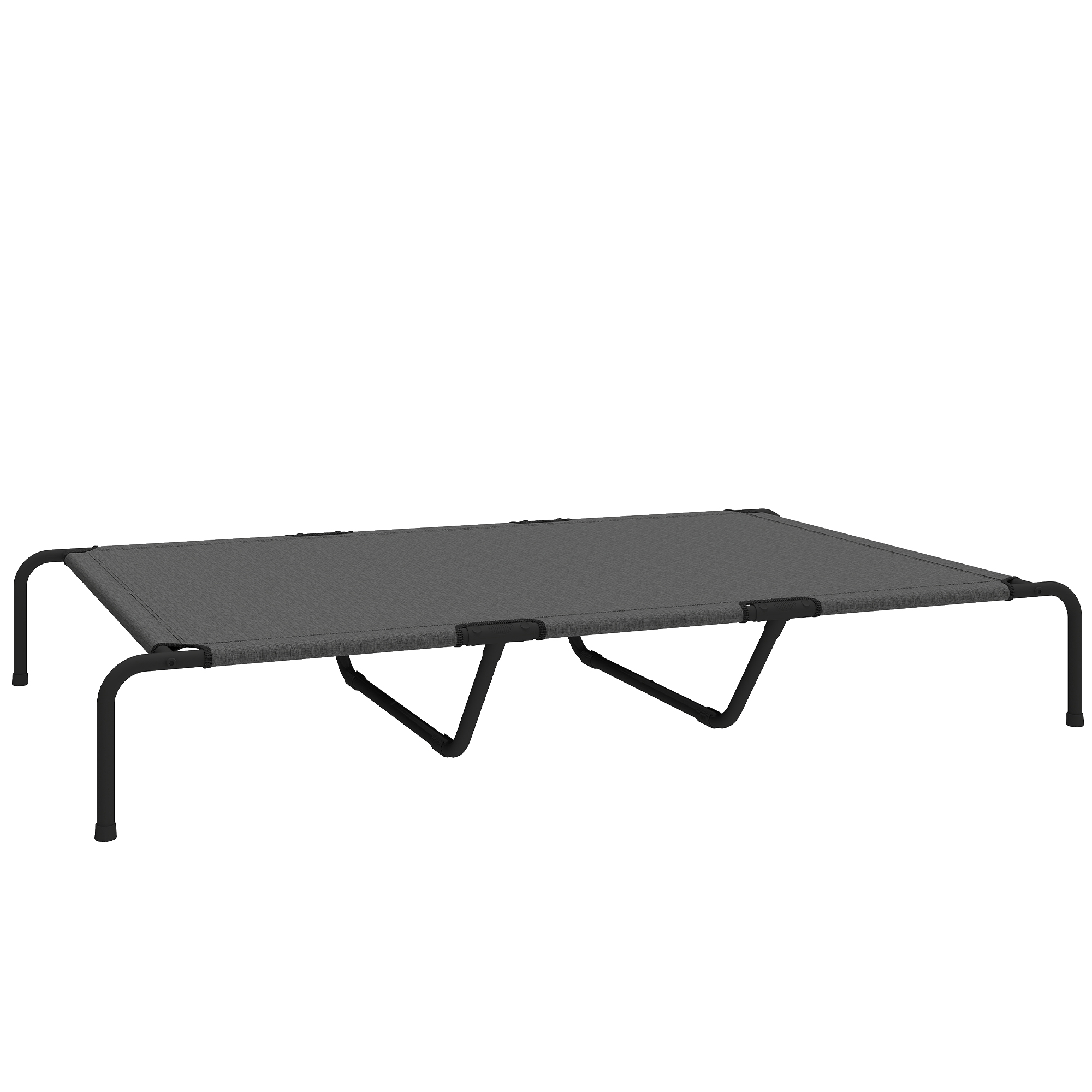 Hundeliege Outdoor, Erhöhtes Hundebett für große Hunde, mit Waschbares Mesh Stahlrahmen, 152 x 94 x 23 cm, Grau