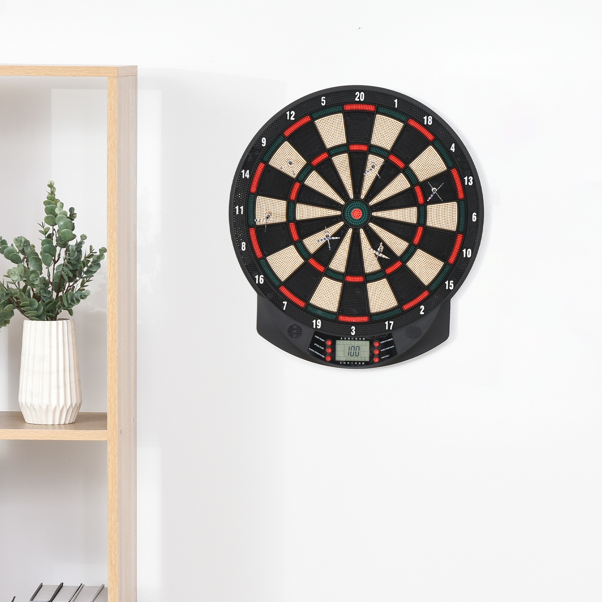 elektronische Dartscheibem automatische Wertungm Dartboard-Set mit 6 Darts, 30 Dartspitzen, schwarz