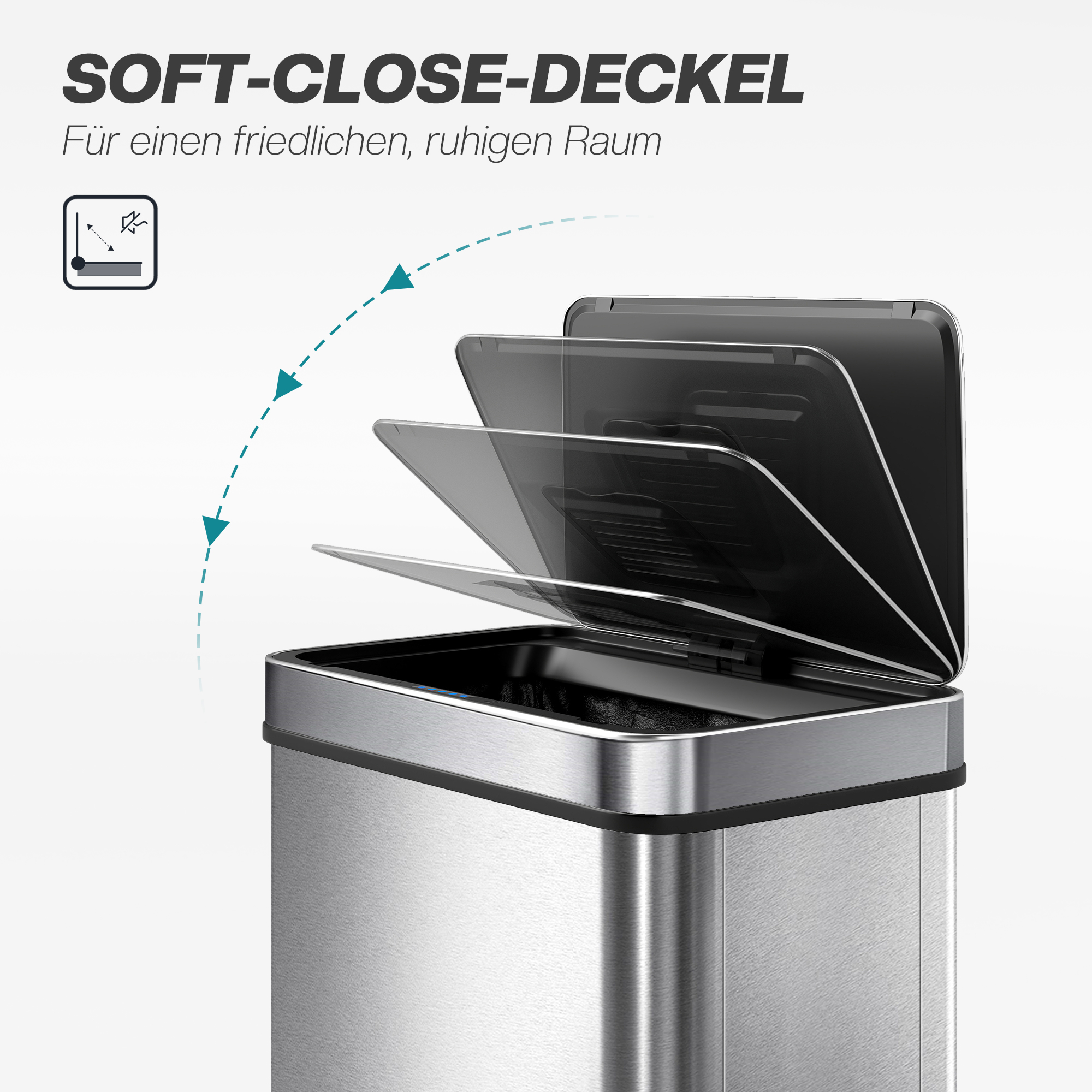 60l Sensor-Mülleimer, automatischer Deckel, Edelstahl, vielseitig einsetzbar, Silberfarben