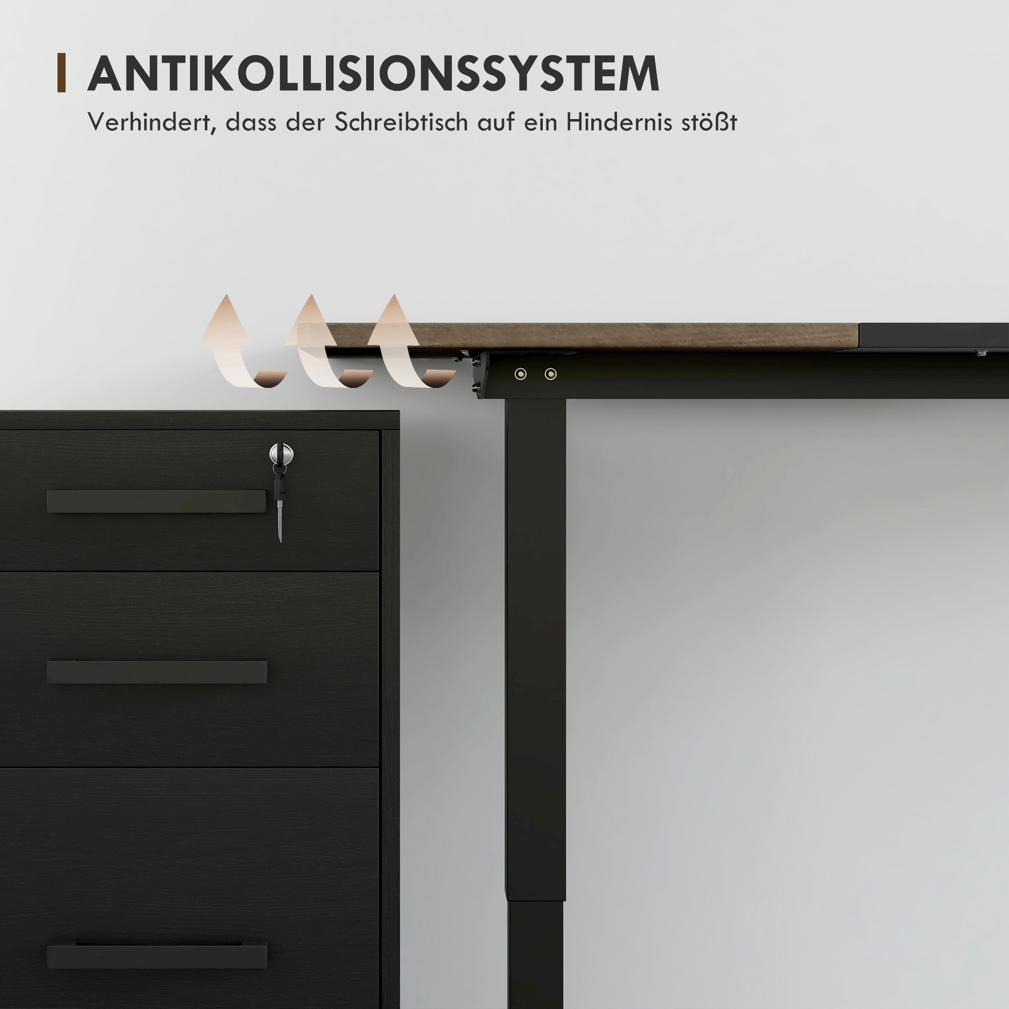 Höhenverstellbarer Schreibtisch Elektrisch 140 x 70 cm Computertisch mit 4 Memory-Steuerung, 4 tlg. Tischplatte, Steh-Sitz Tisch mit Anti-Kollision, Überhitzungsschutz Schwarz